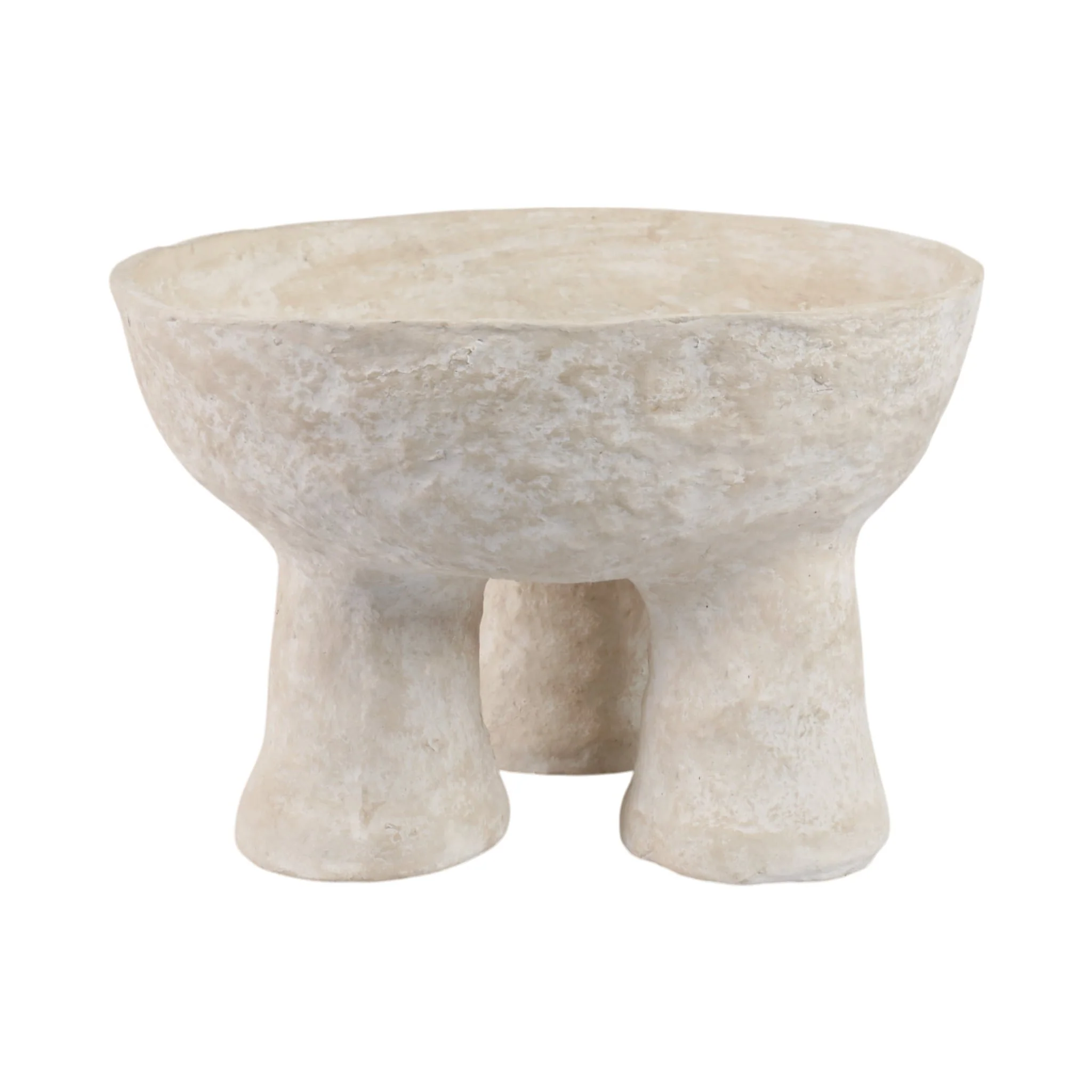 15x10" 3-footed Paper Mache Bowl, White - Image 4