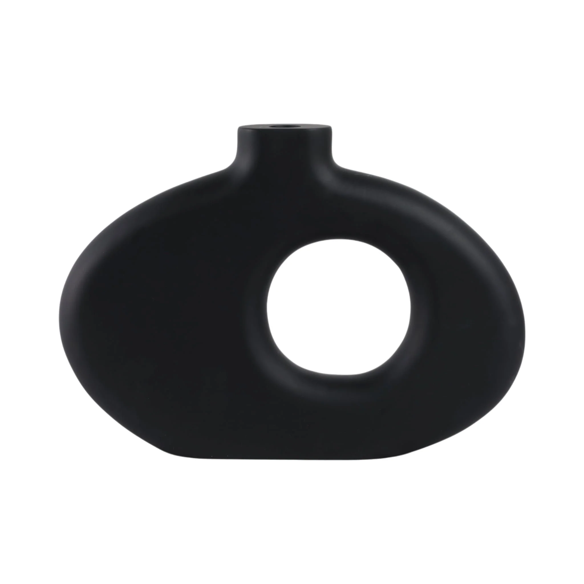 15x10" Cut-out Wood Vase, Black