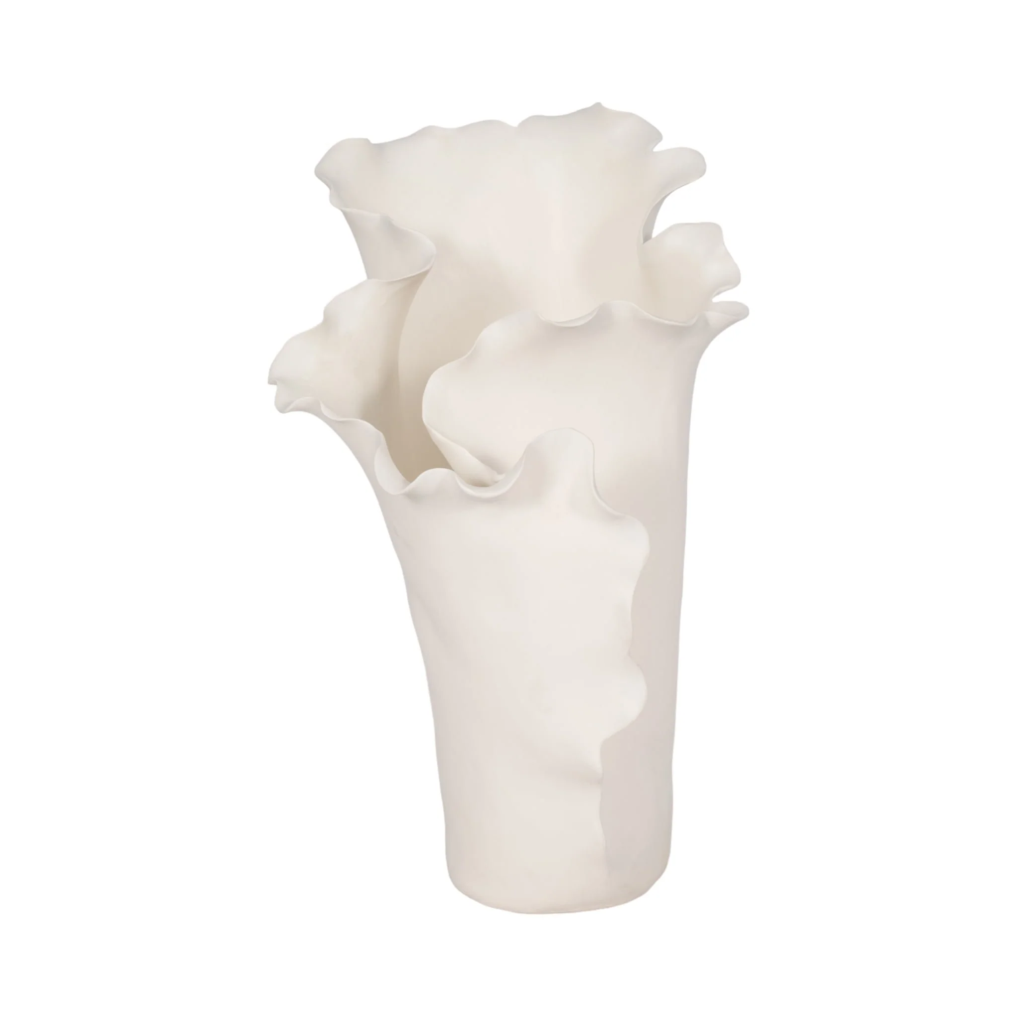 15x11" Handmade Flutter Vase, White