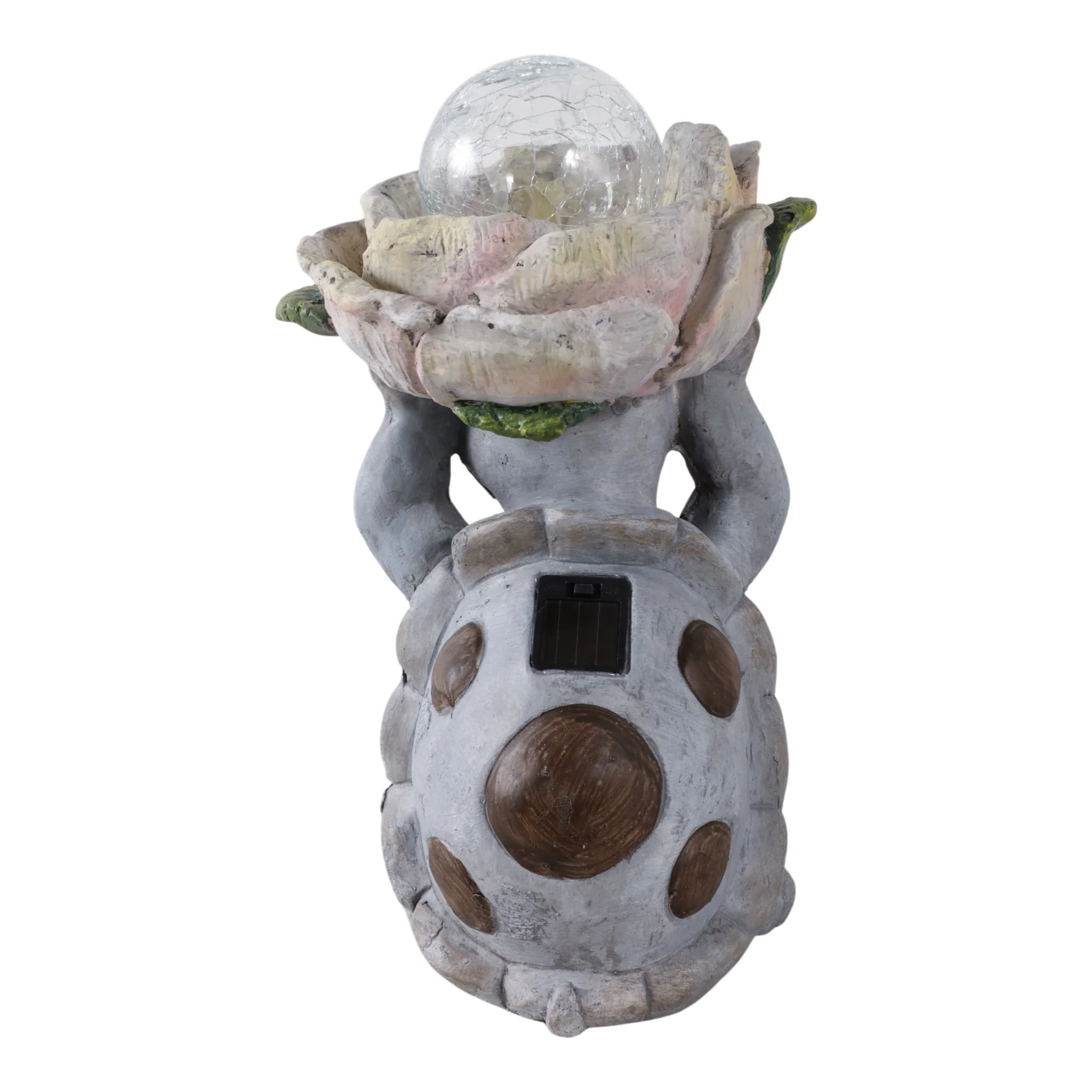 15x9" Turtle Holding Large Solar Flower, Grey Mult - Image 4