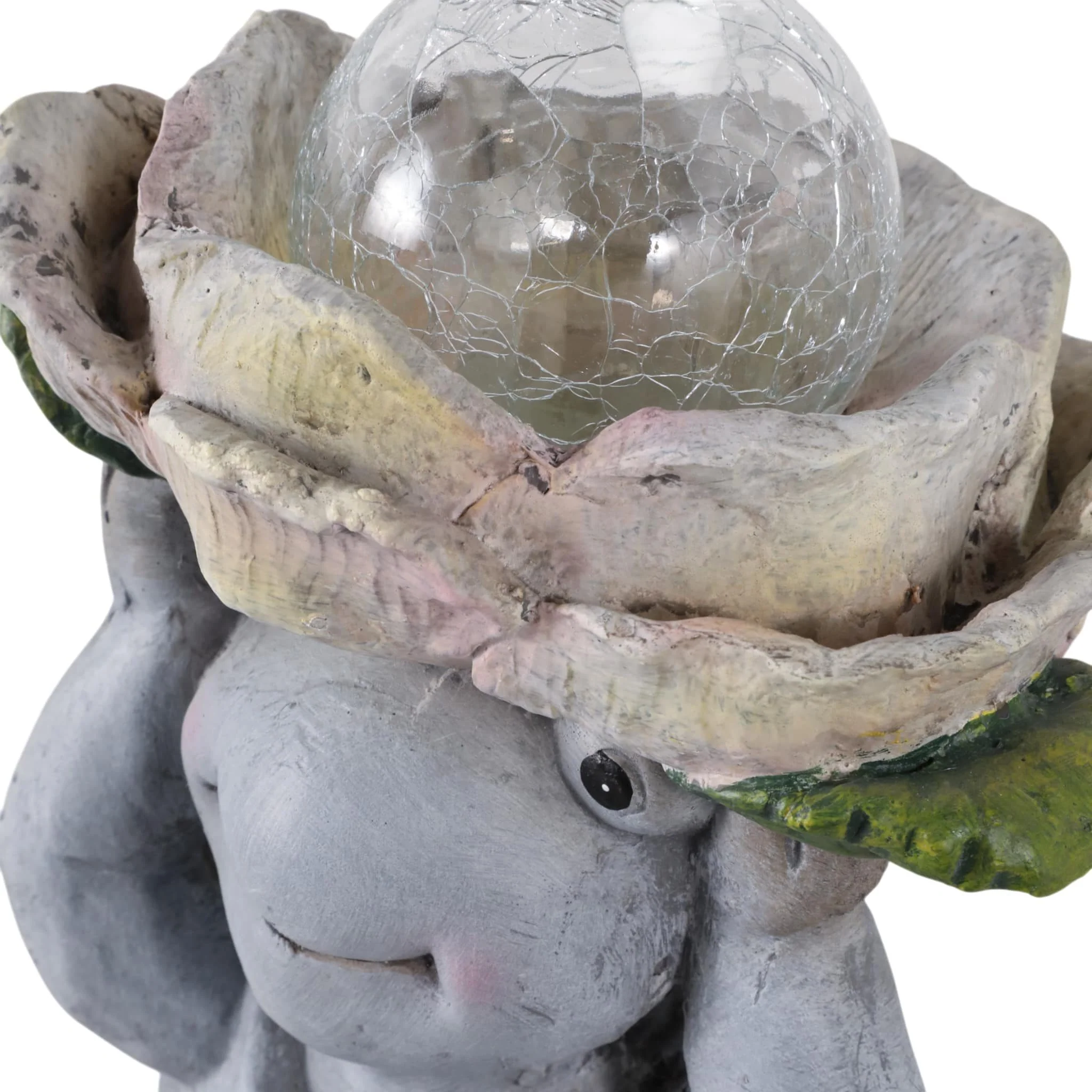 15x9" Turtle Holding Large Solar Flower, Grey Mult - Image 5