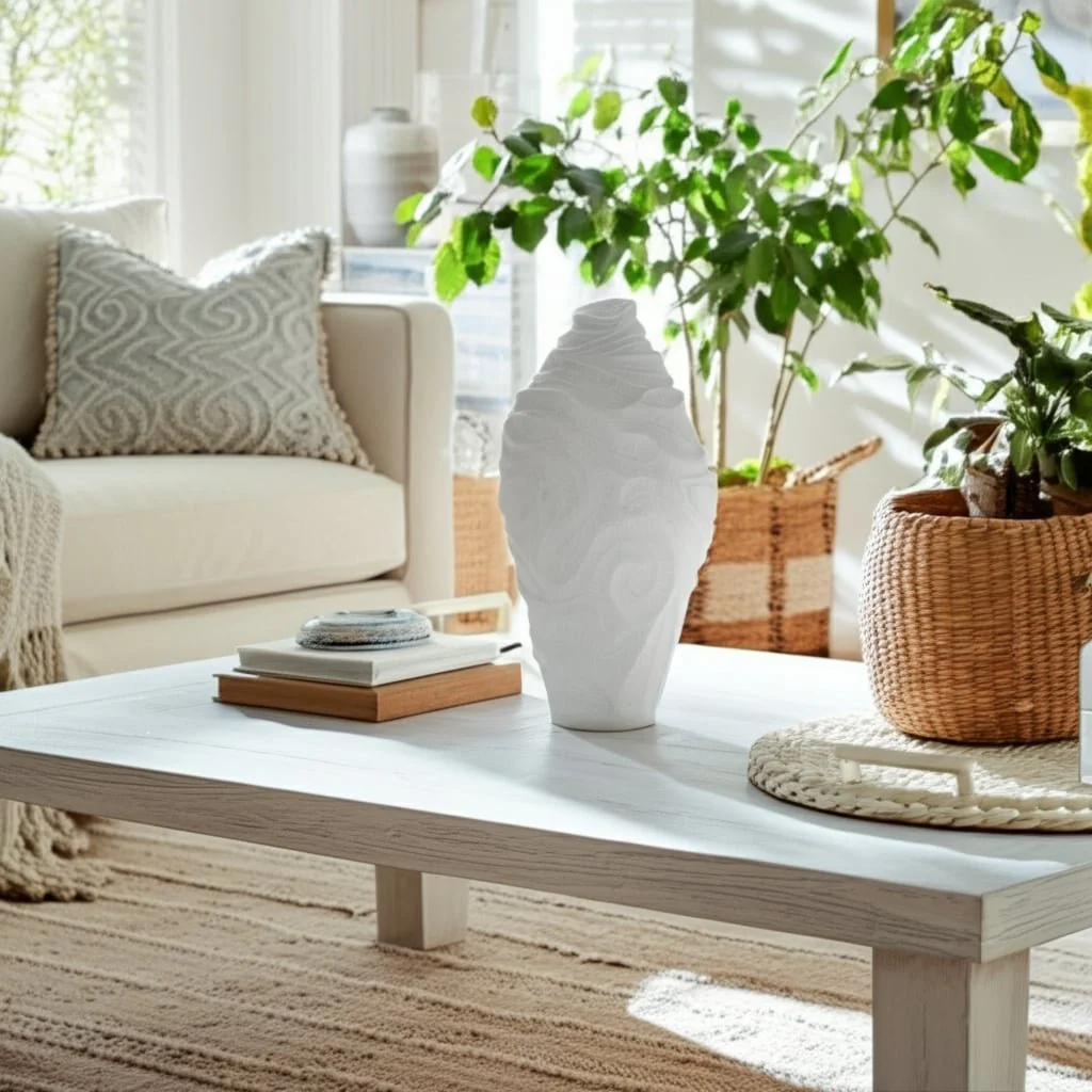 16" Coastal Coral Vase, White - Image 13