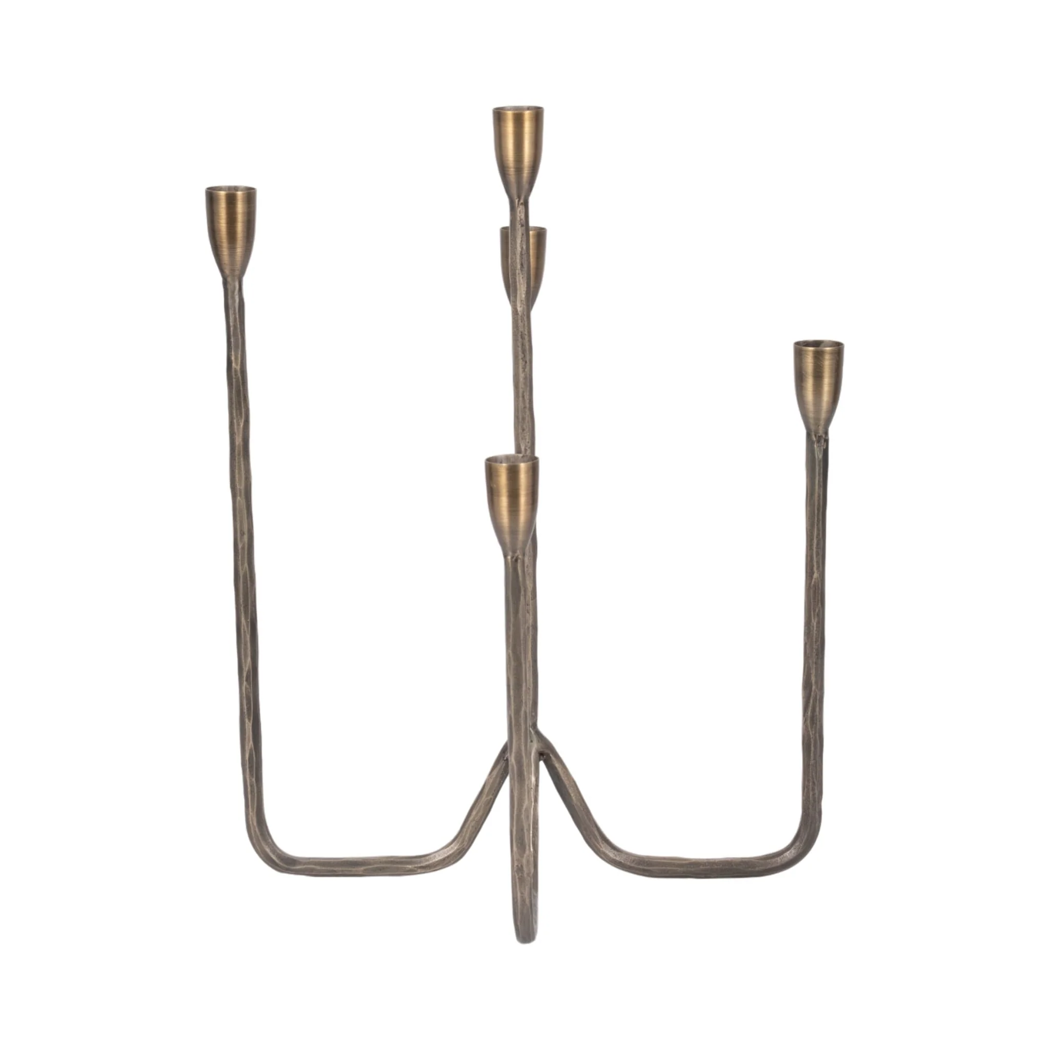 16" Forged 5-taper Candle Holder, Bronze - Image 3