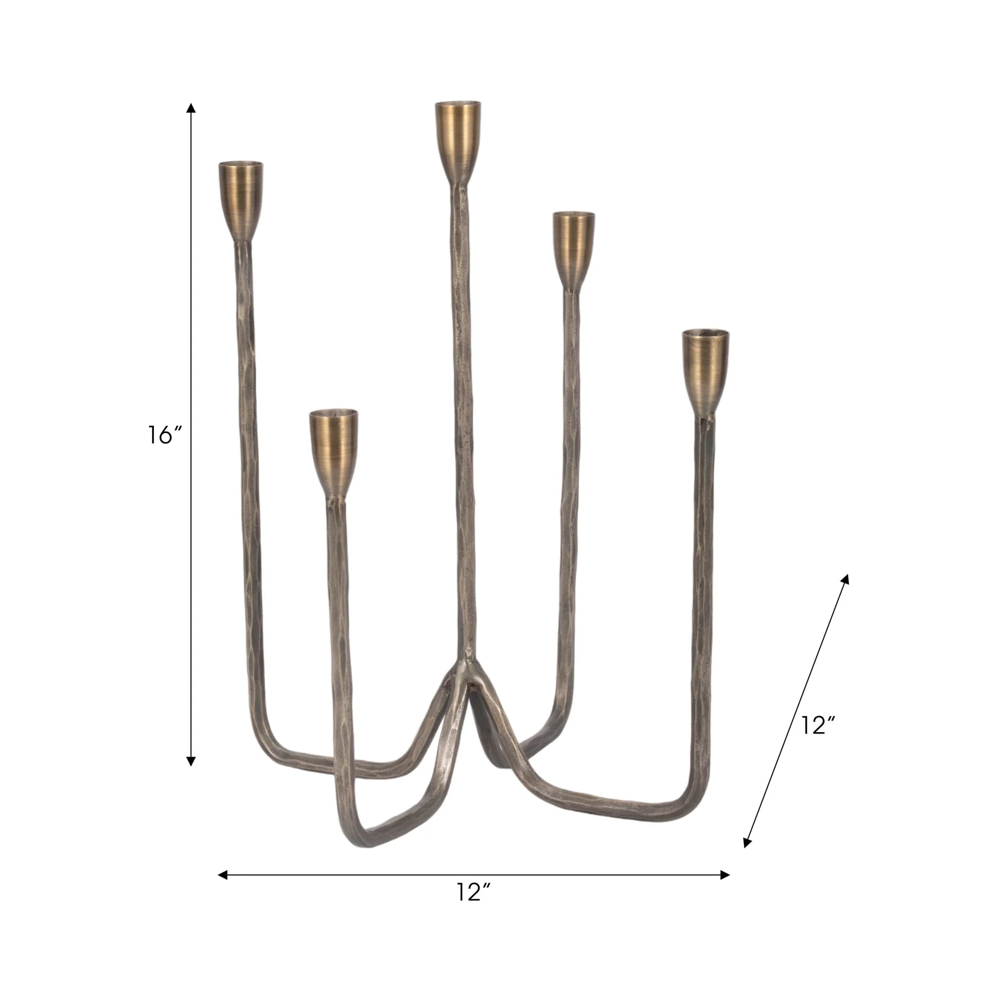 16" Forged 5-taper Candle Holder, Bronze - Image 8