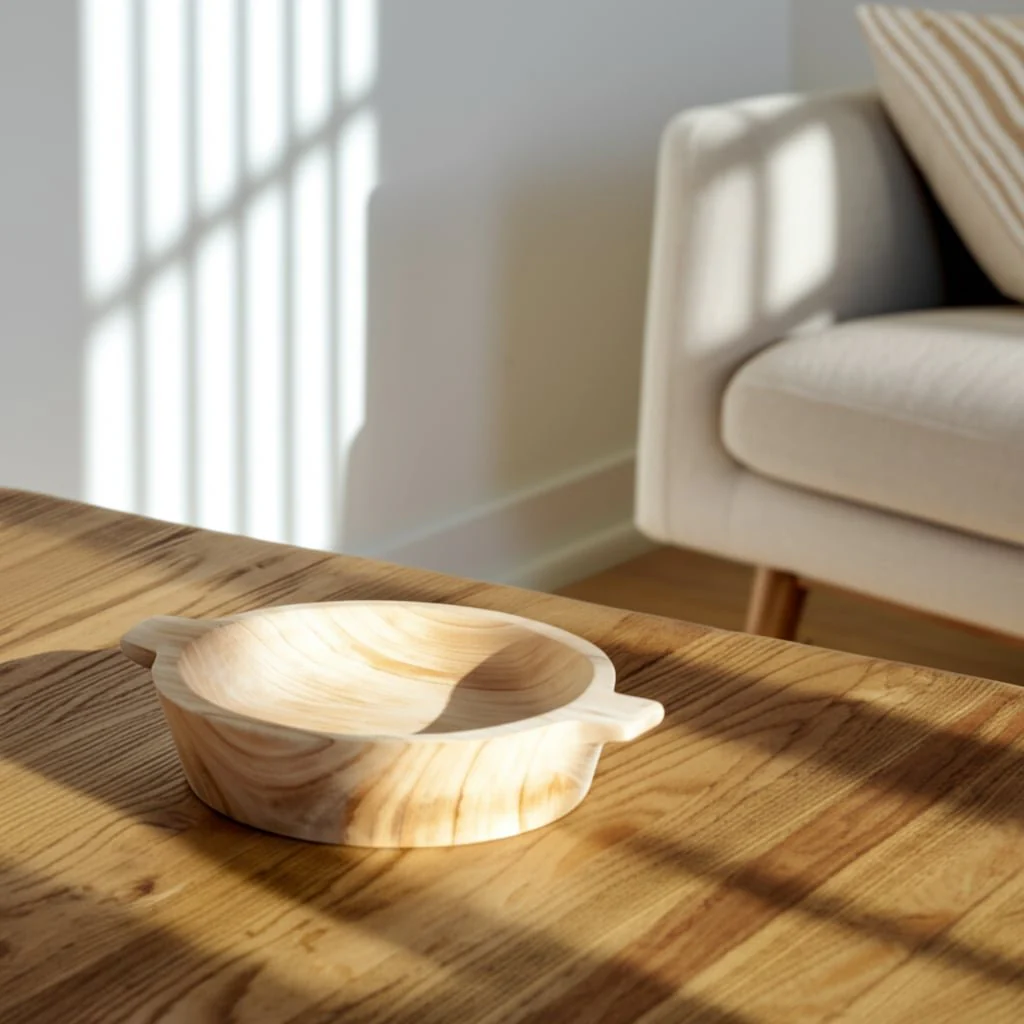 16" Round Wood Bowl With Handles, Natural - Image 9