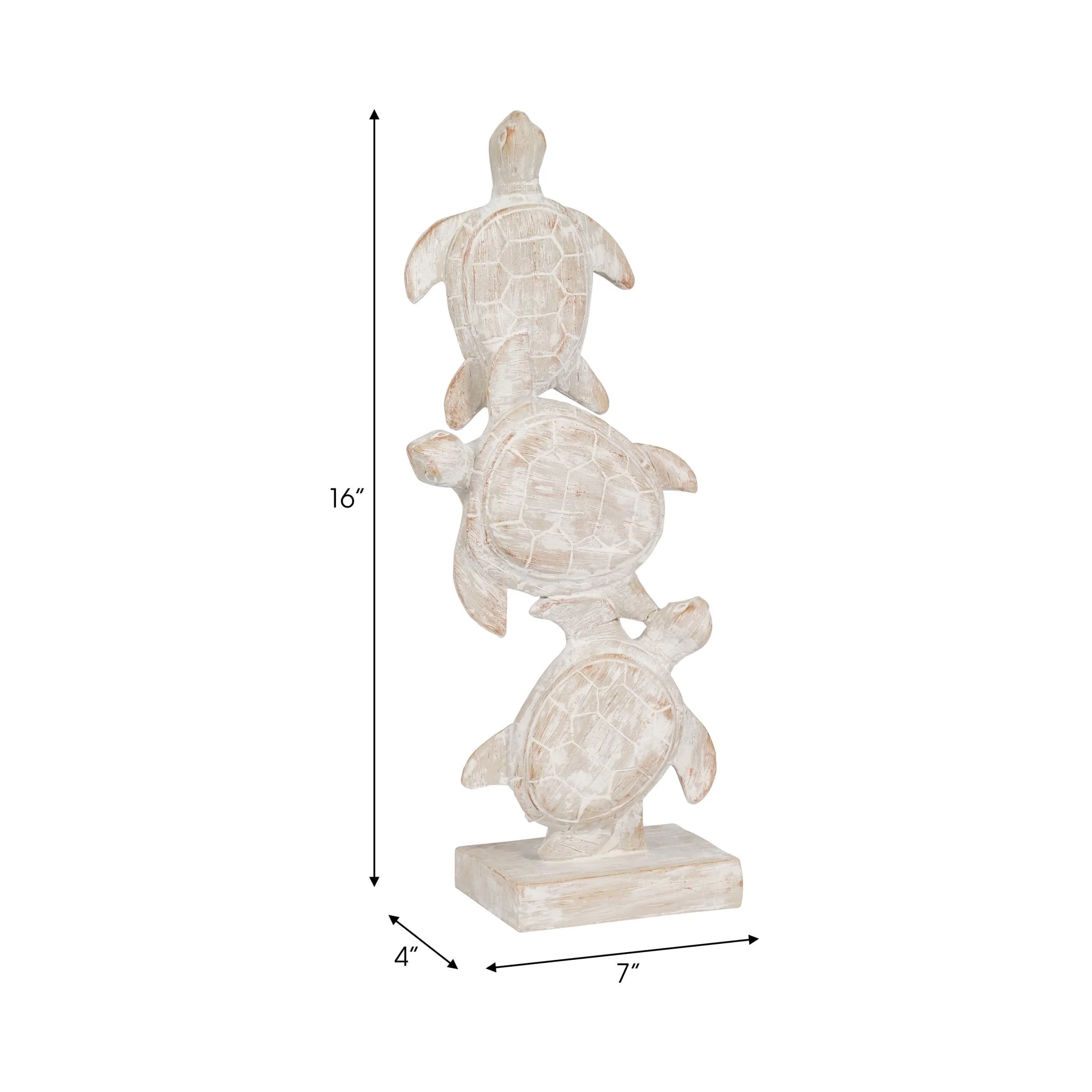 16" Stacked Turtles, White - Image 8