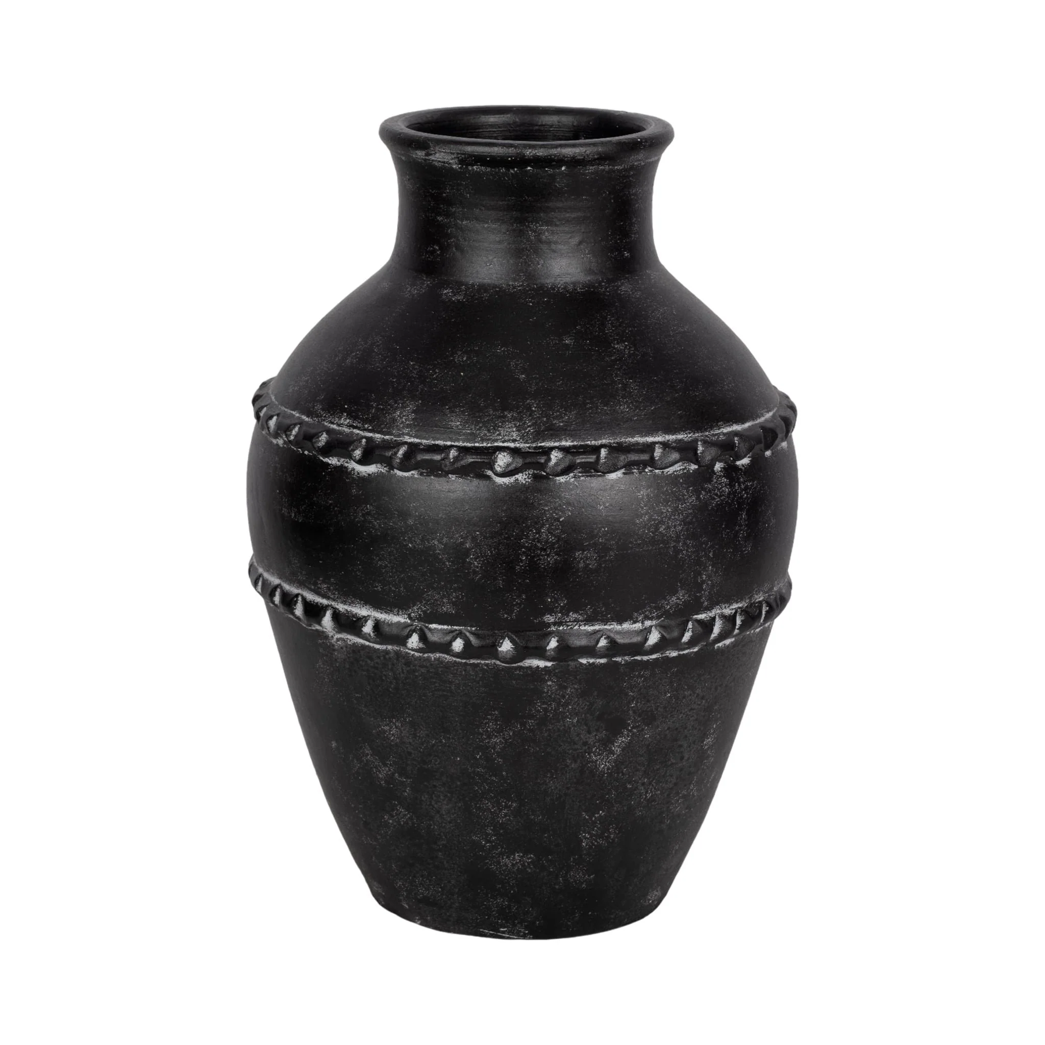 16" Traditional Terracotta Vase, Black