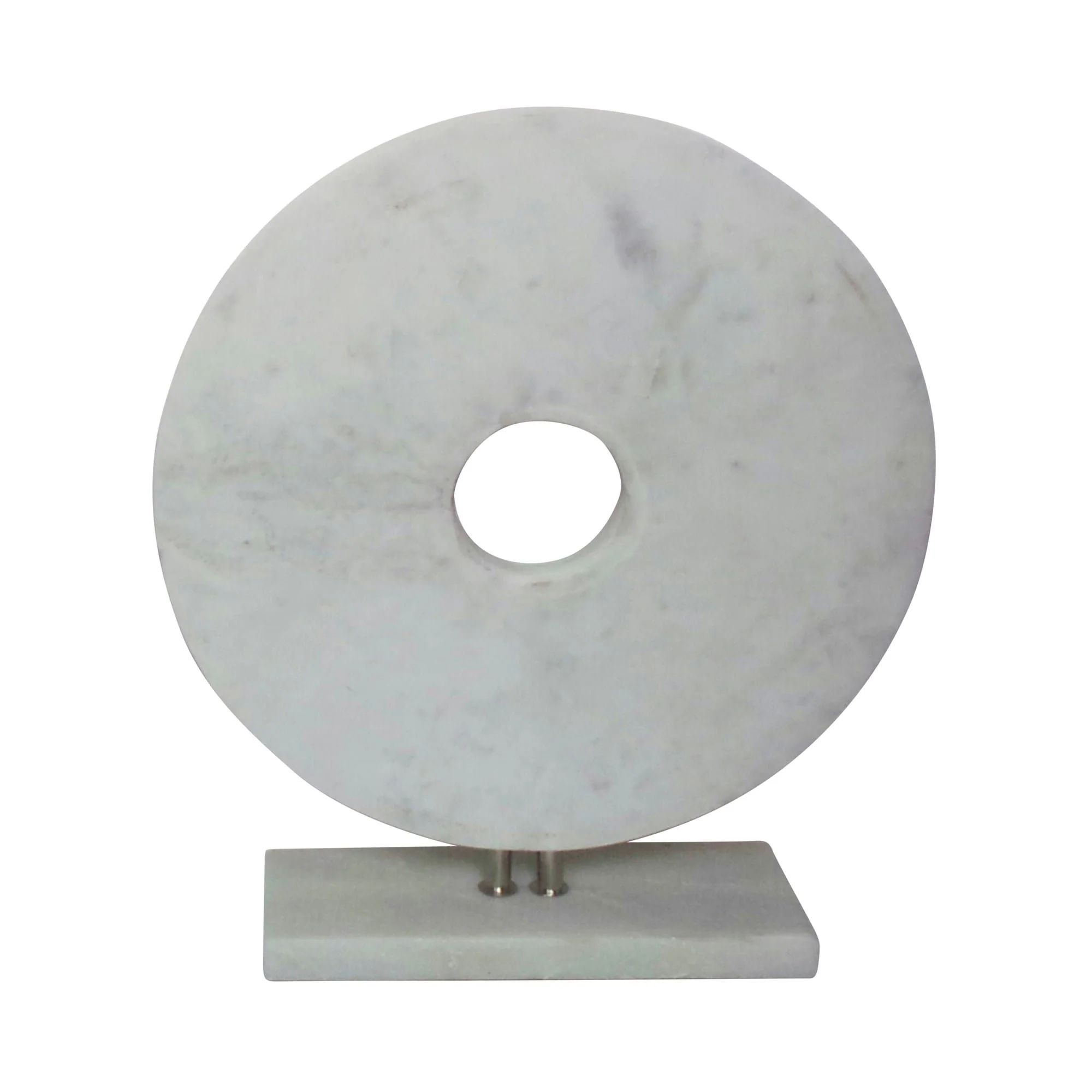 16x14" Marble Disc On Stand, White