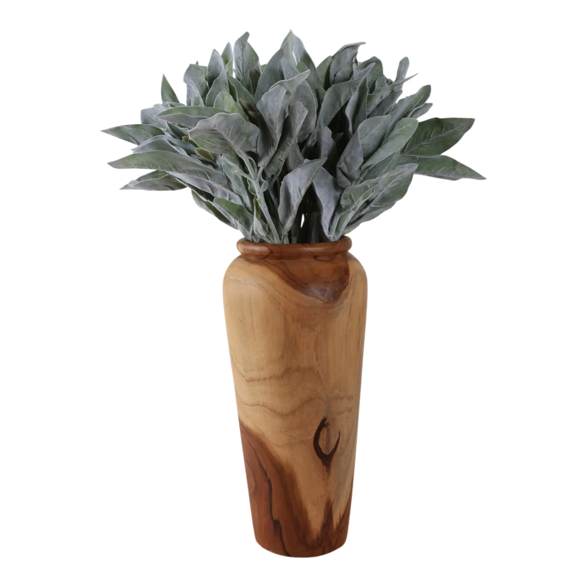 16x7" Teak Wood Vase, Brown - Image 2