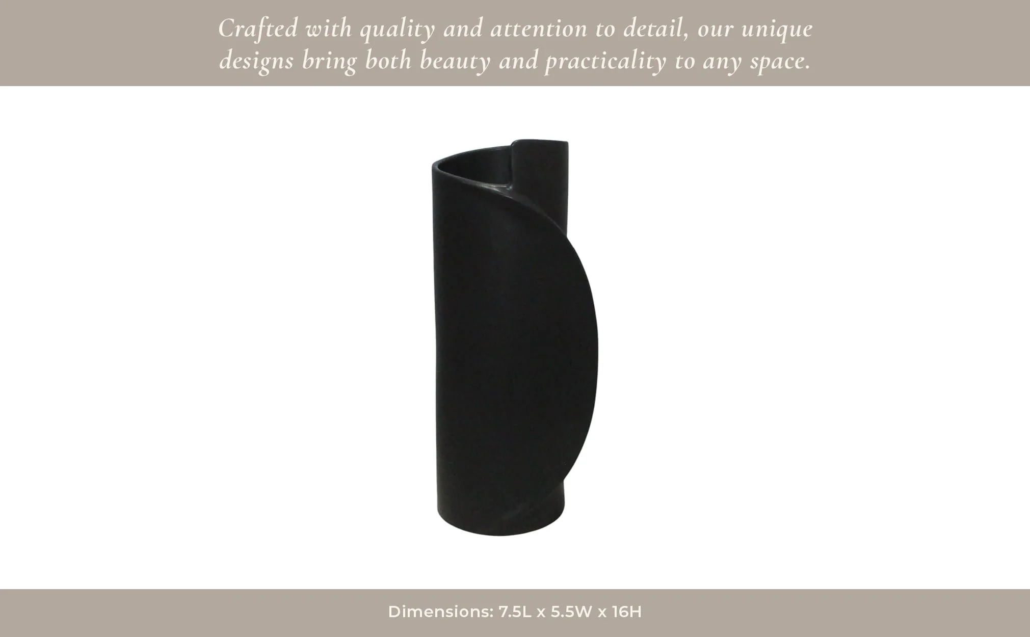 16x7" Wrap Around Vase, Black - Image 13