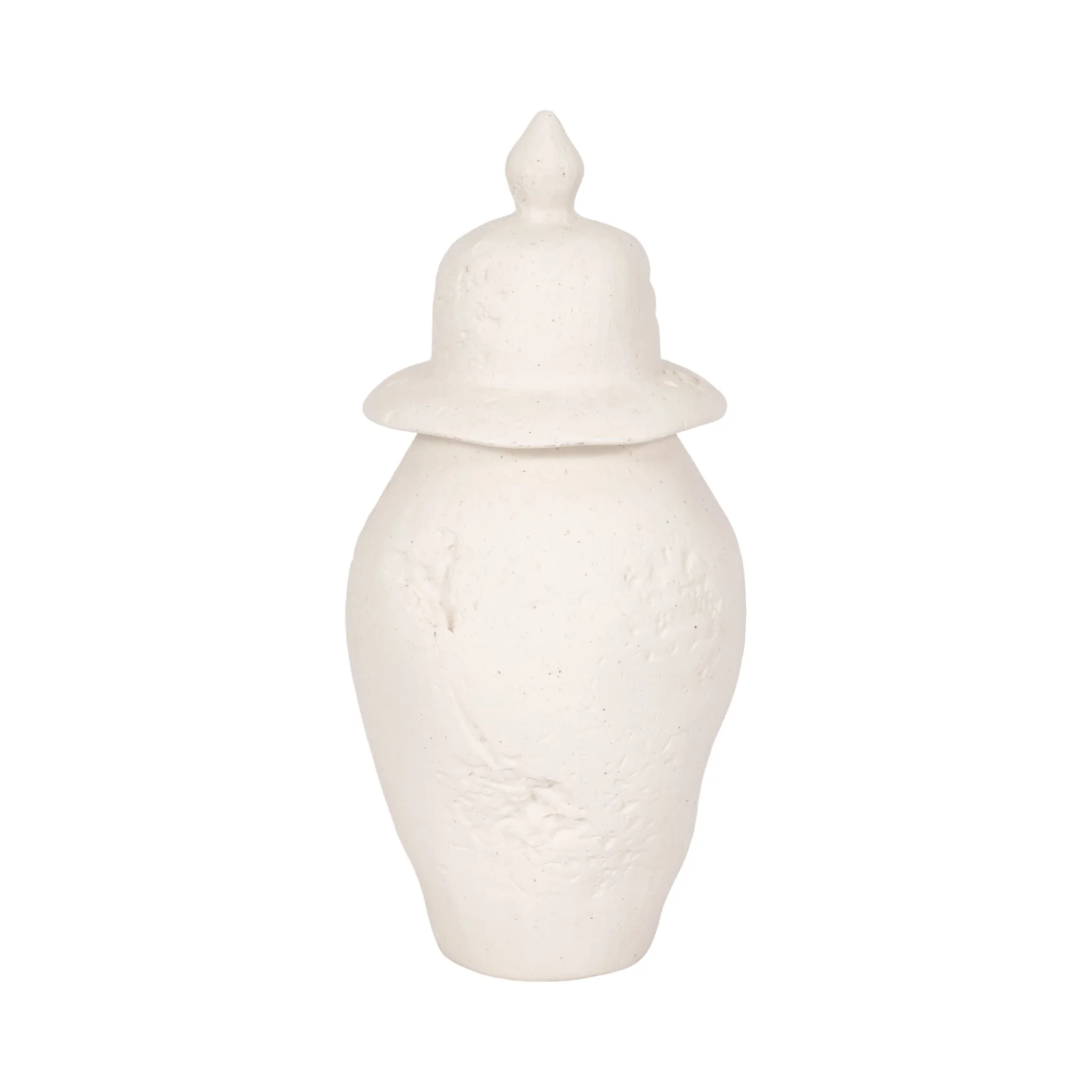 16x8" Cast Stone Finish Temple Jar, White