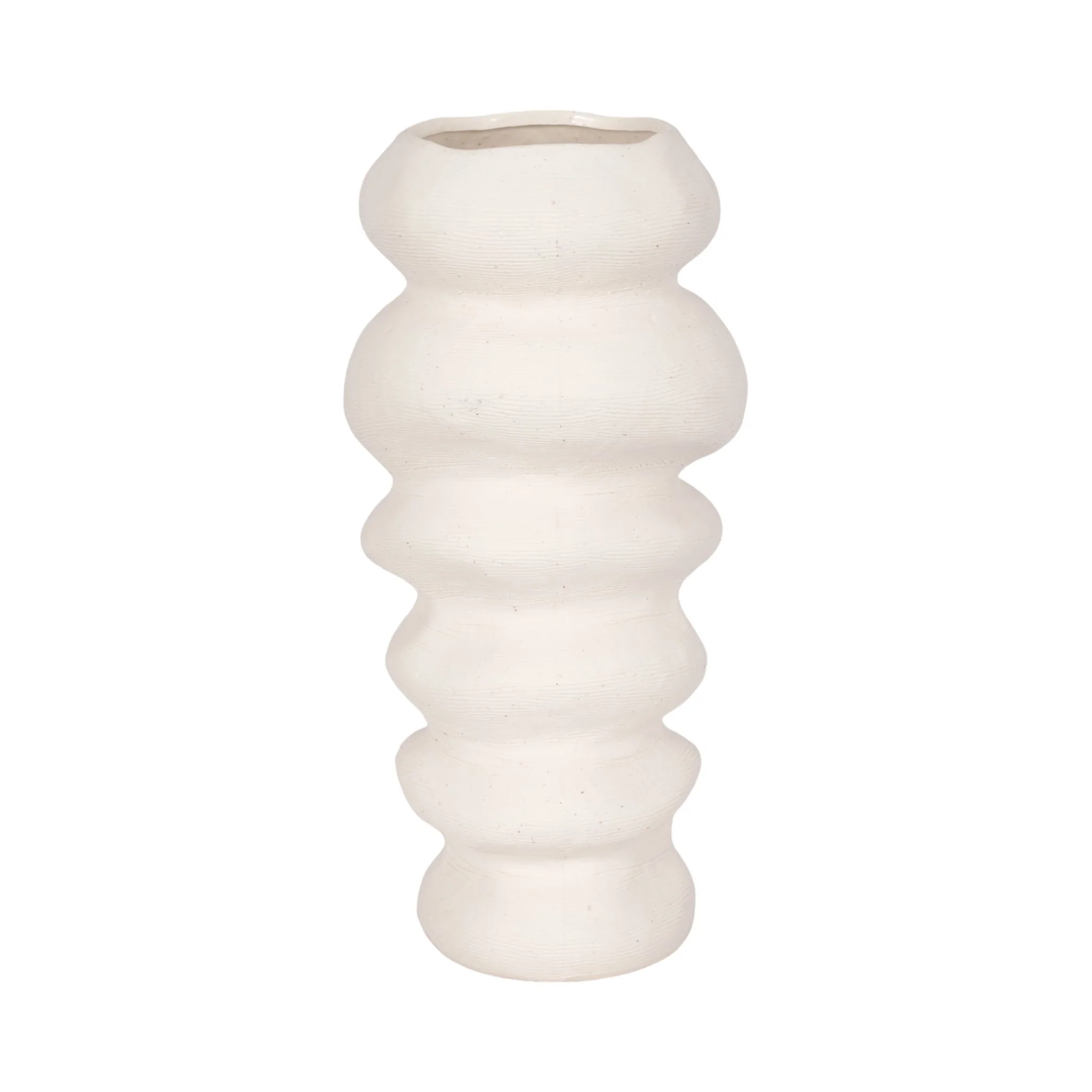 16x8" Hand Scribed Cairn Vase, White - Image 3