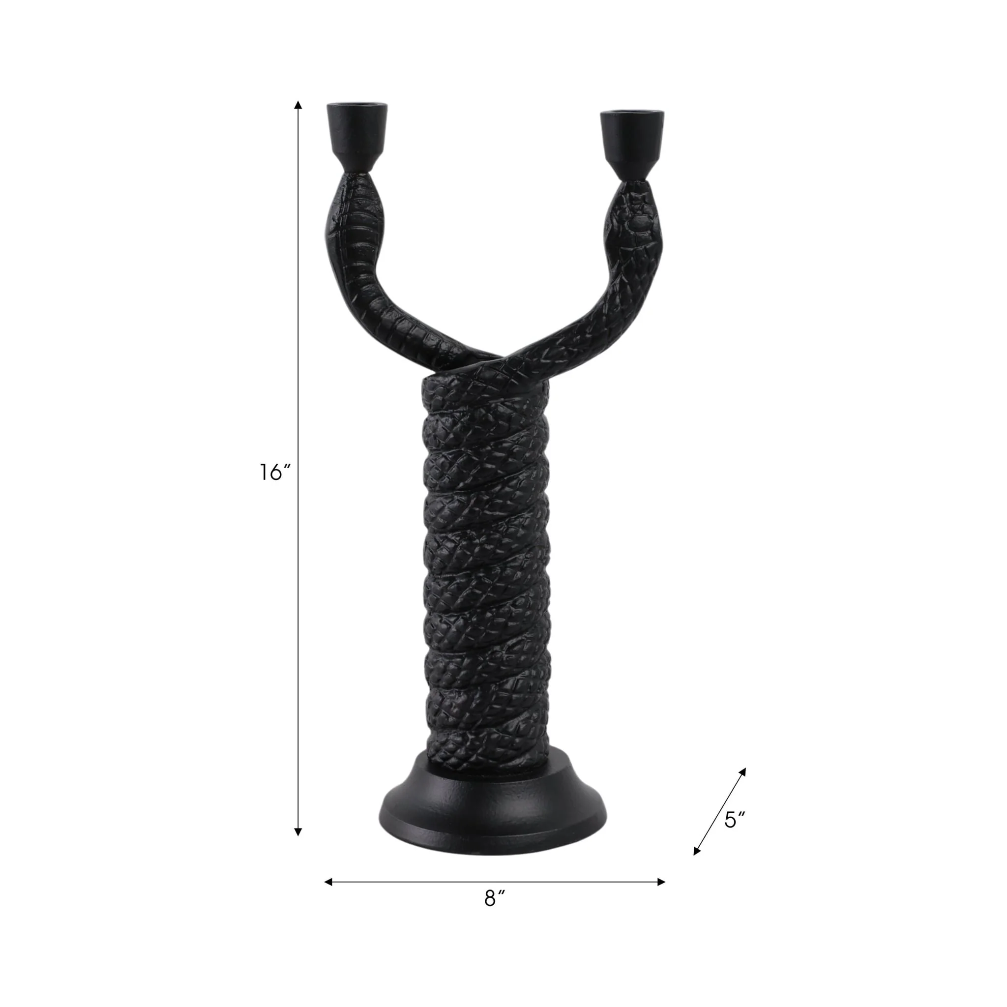 16x8" Twisted Snake 2-taper Holder, Black - Image 8