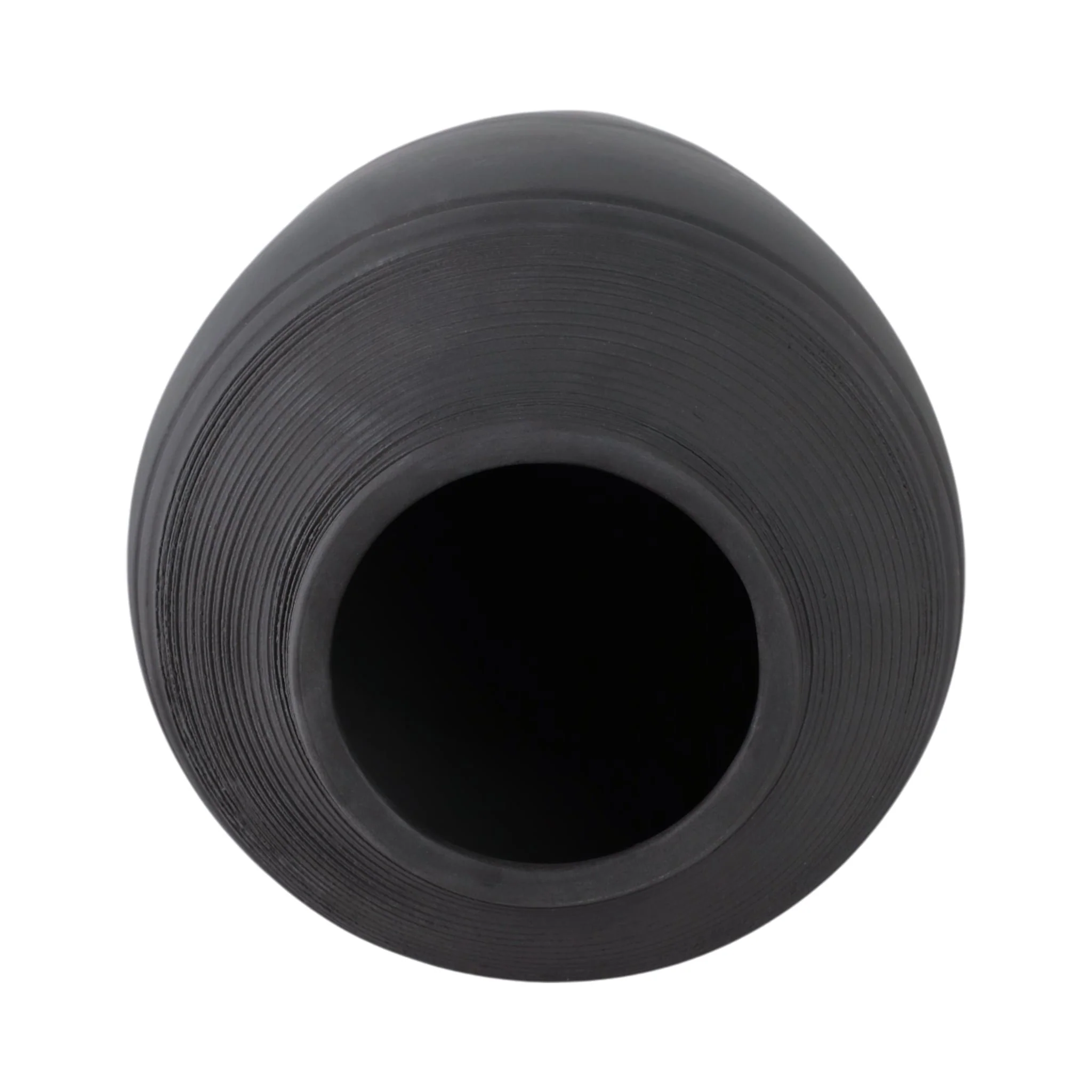 16x9" Terracotta Ribbed Floor Vase, Black - Image 6