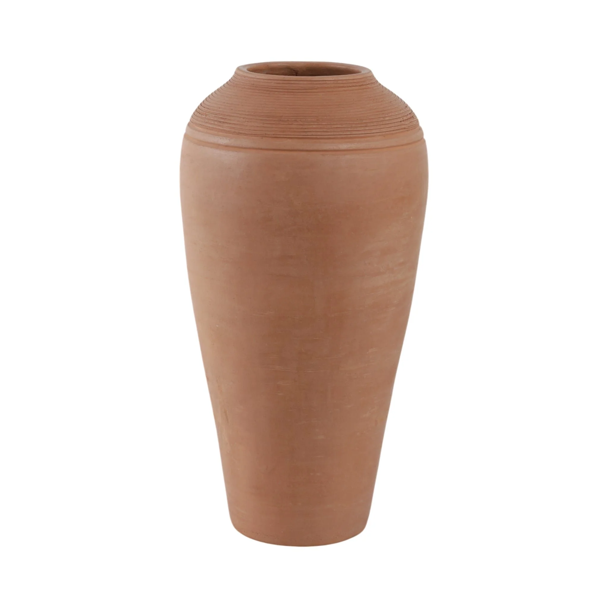 16x9" Terracotta Ribbed Floor Vase, Natural - Image 4