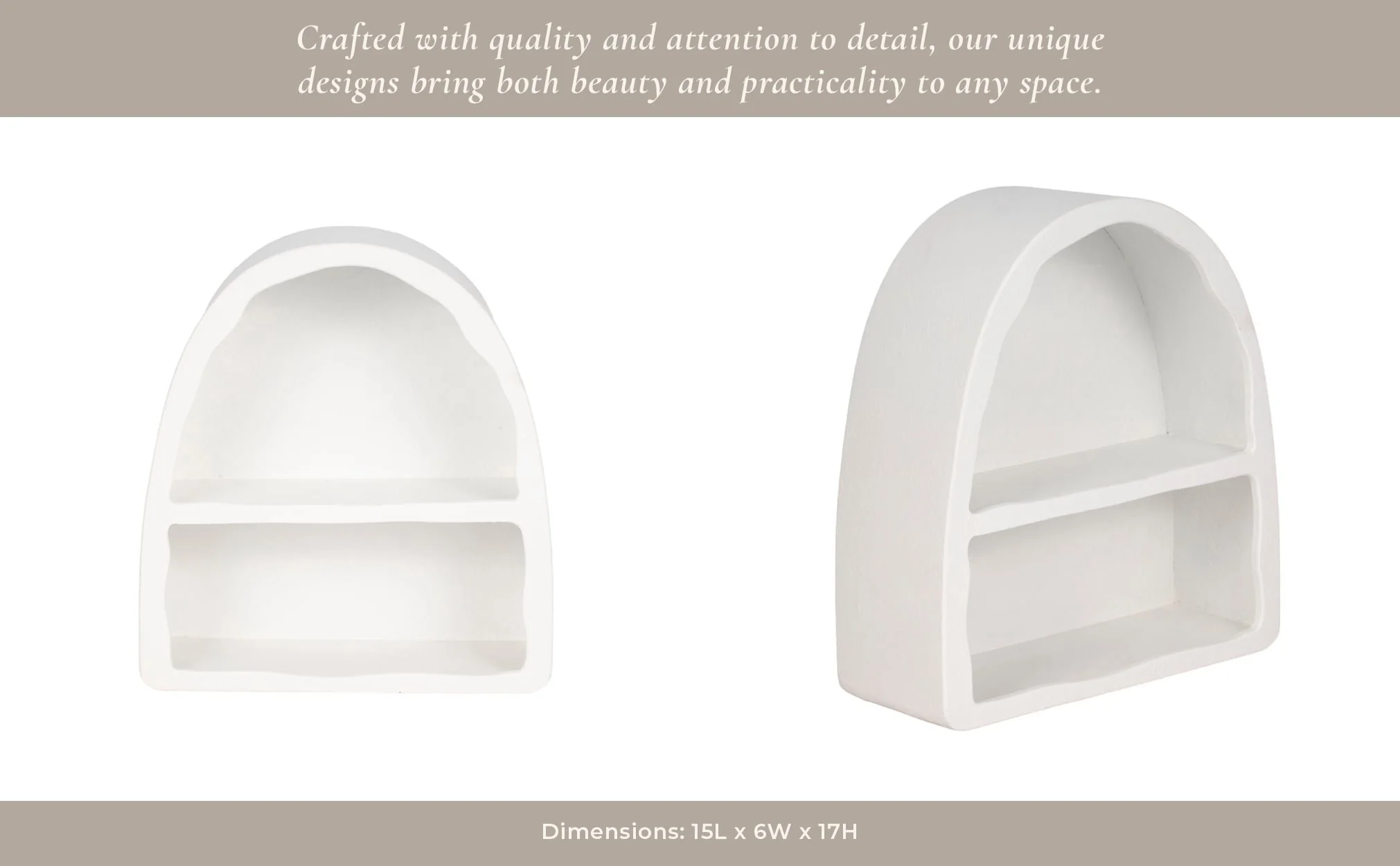 17" Curved 2-shelf Wall Storage, White - Image 9
