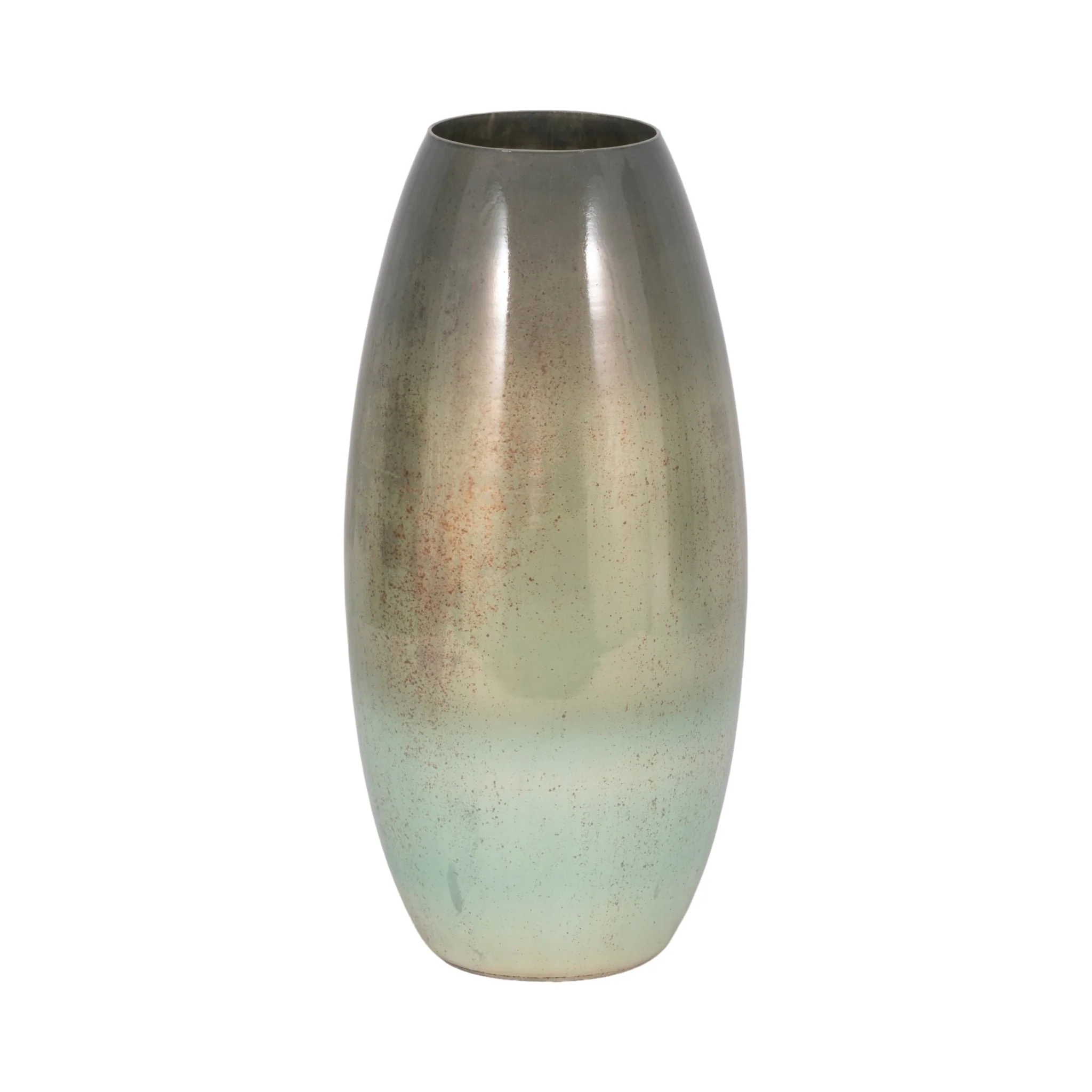 17" Curved Glass Vase Green Mercury Ombre, Multi - Image 3