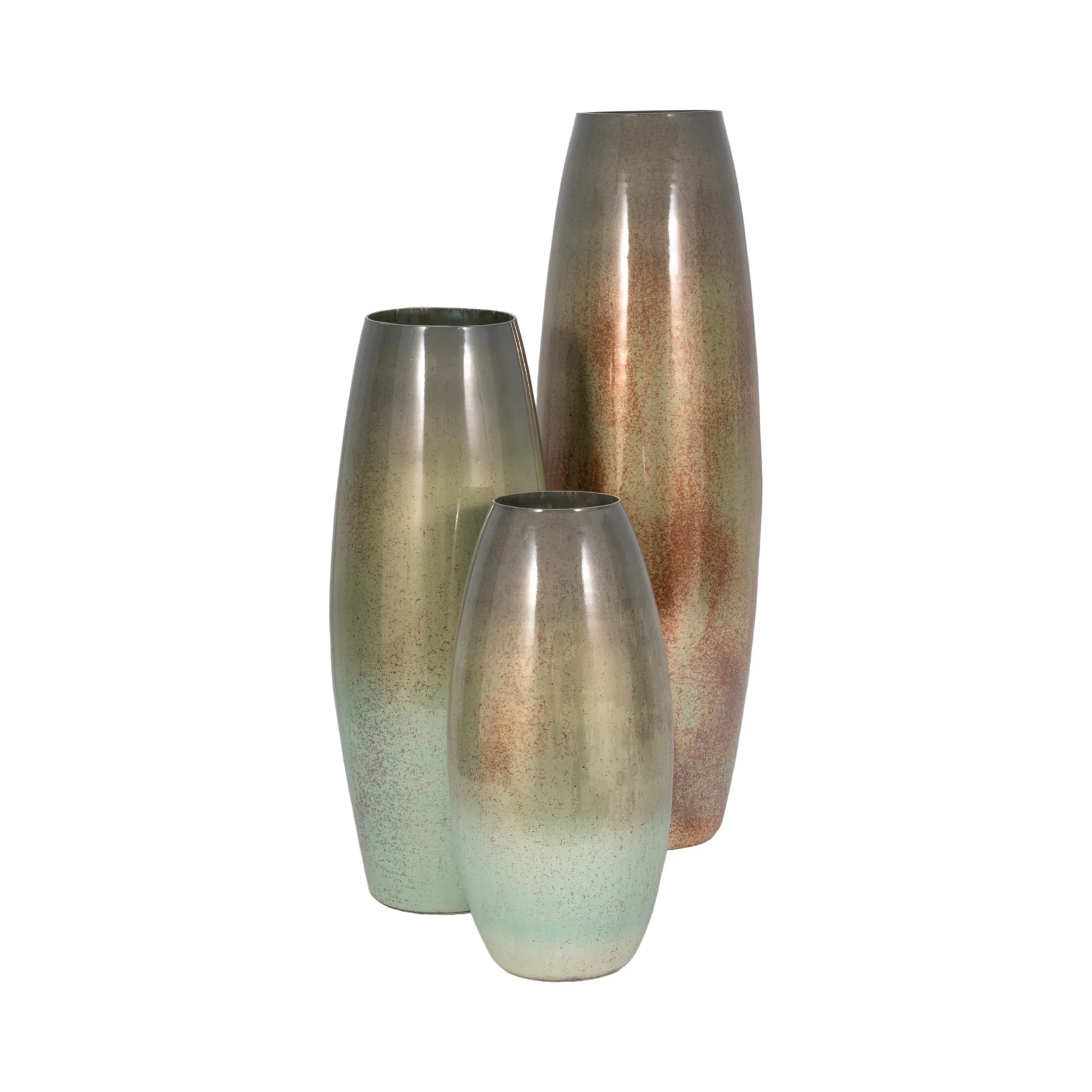 17" Curved Glass Vase Green Mercury Ombre, Multi - Image 7