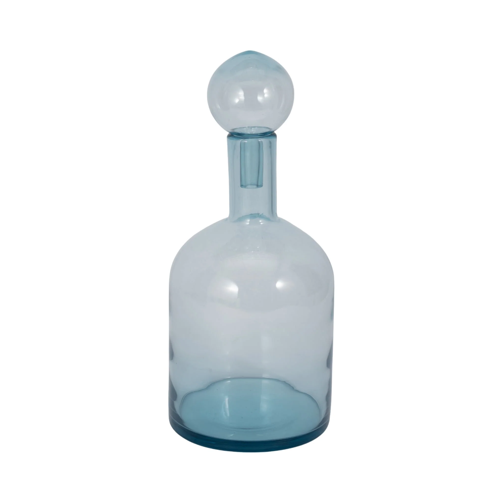17" Glass Bottle With Stopper, Light Blue
