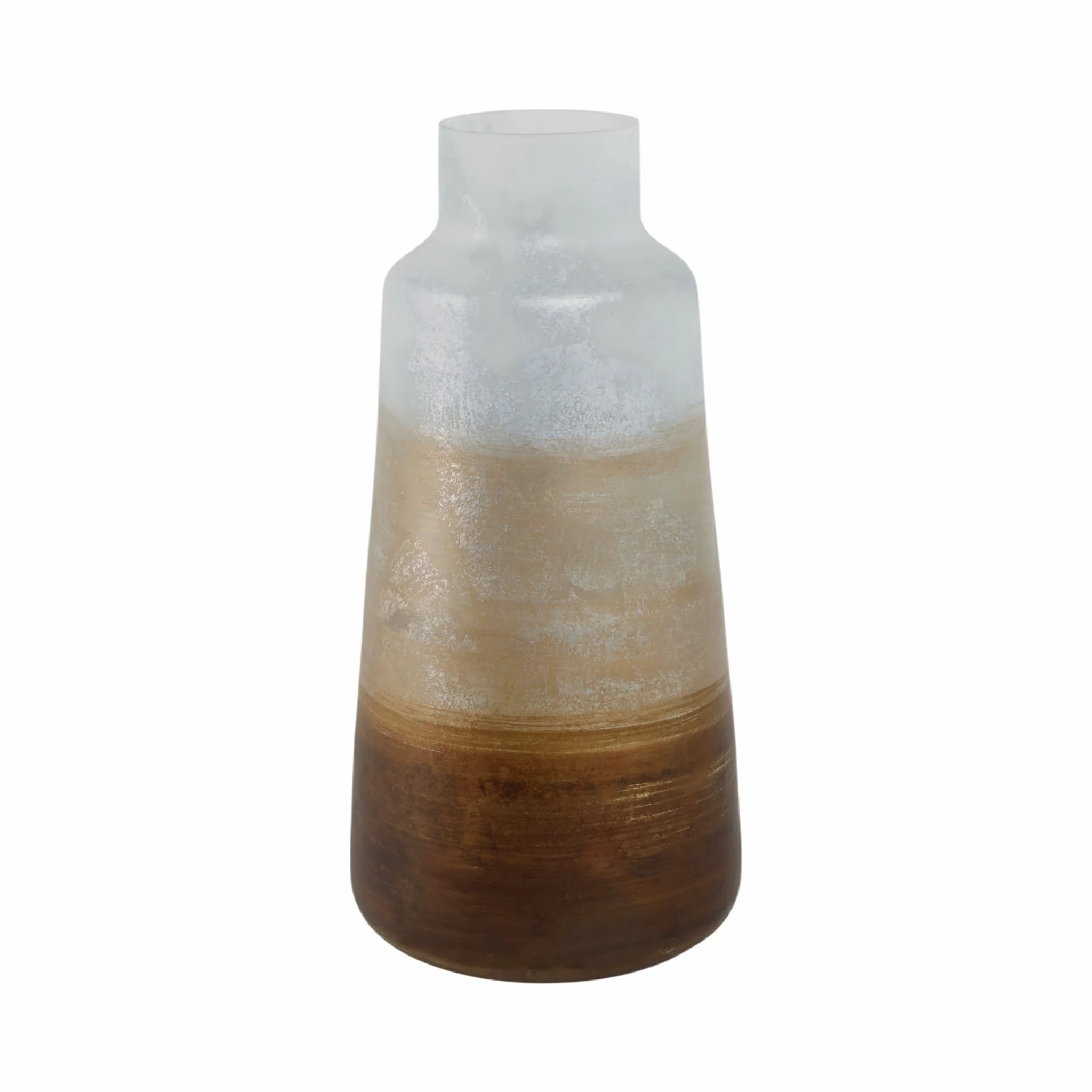 17" Gold Ombre Glass Vase, White/gold