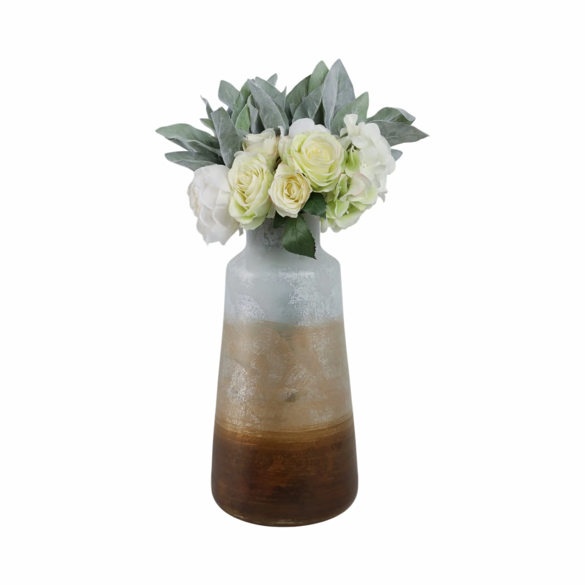 17" Gold Ombre Glass Vase, White/gold - Image 2