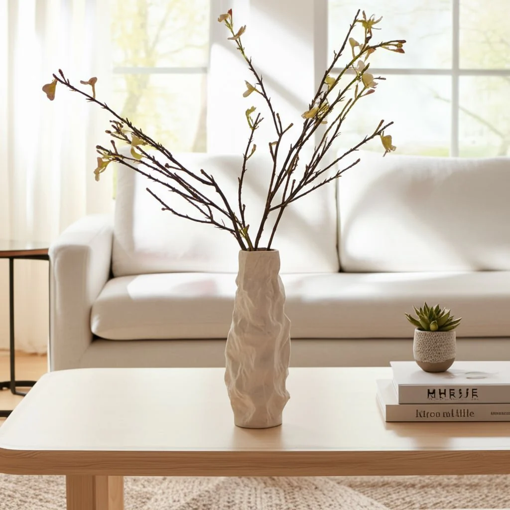 17" Jagged Textured Vase, White - Image 12