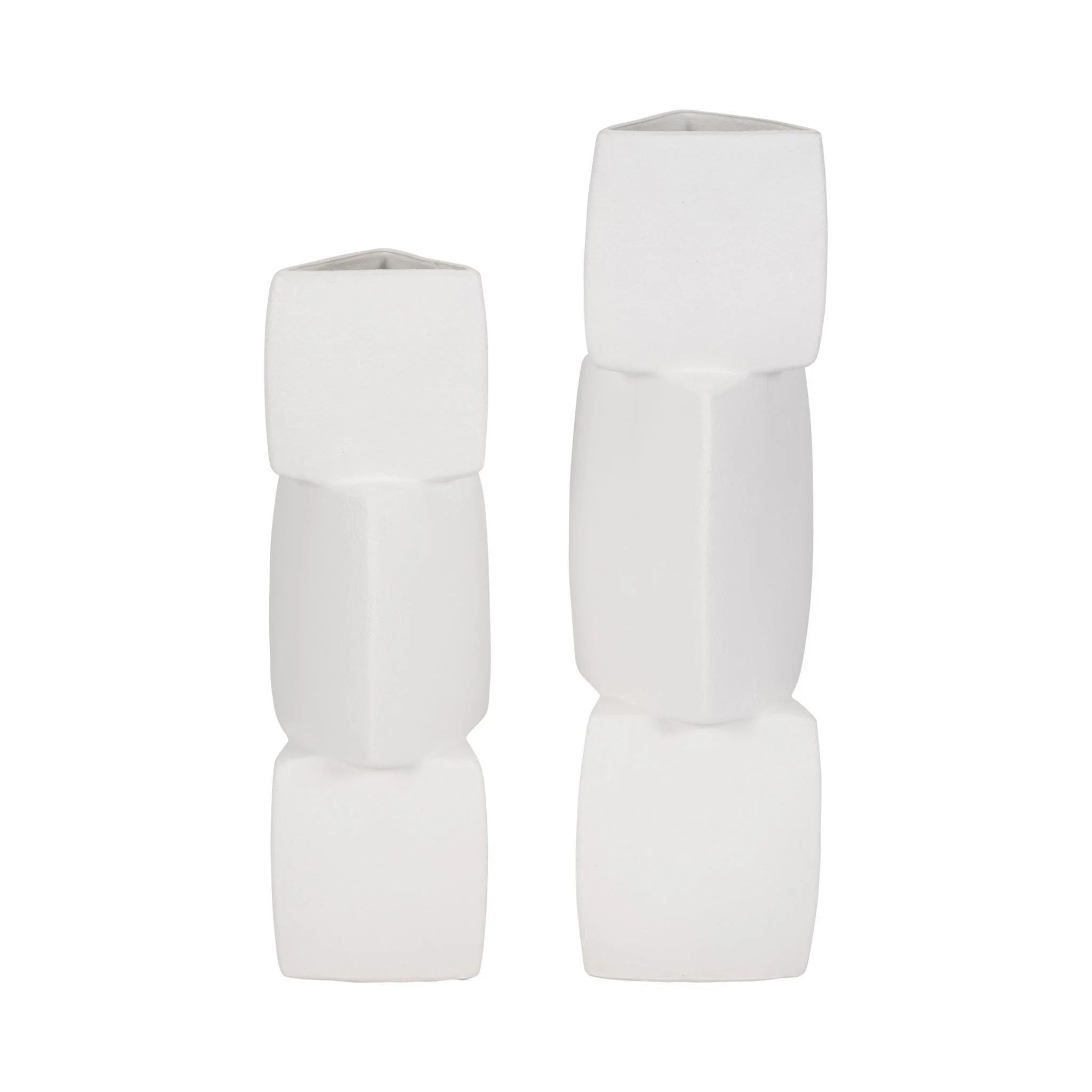 17" Stacked Triangle Rough Vase,ivory - Image 8