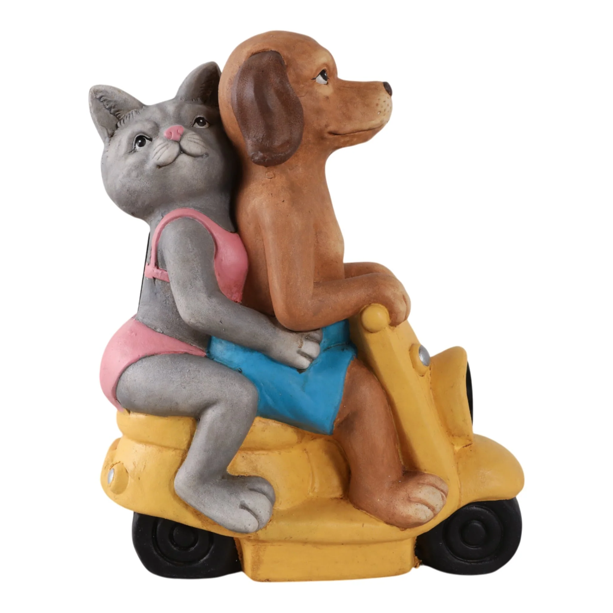 17x14" Dog & Cat On Solar Scooter, Multi