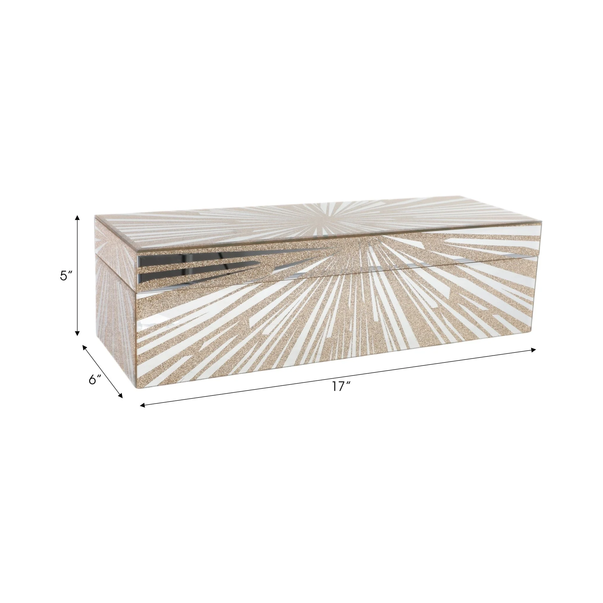 17x6" Starburst Glass Box, Gold