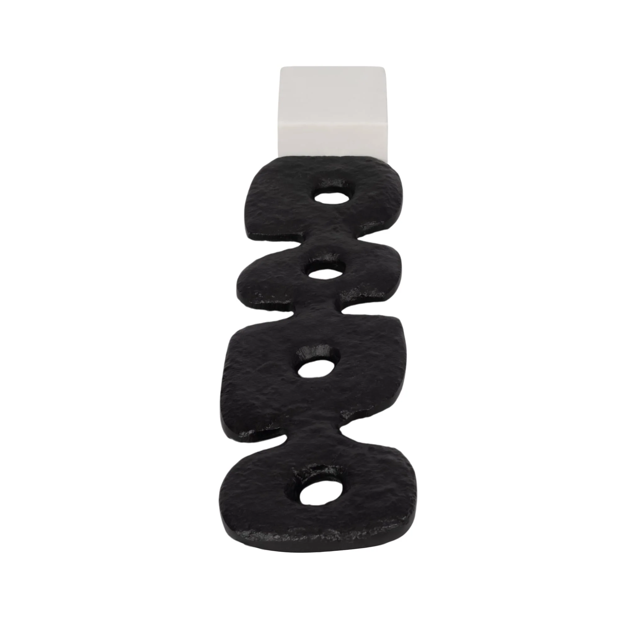 18" Abstract Totem Sculpture Marble Base, Black/w - Image 5