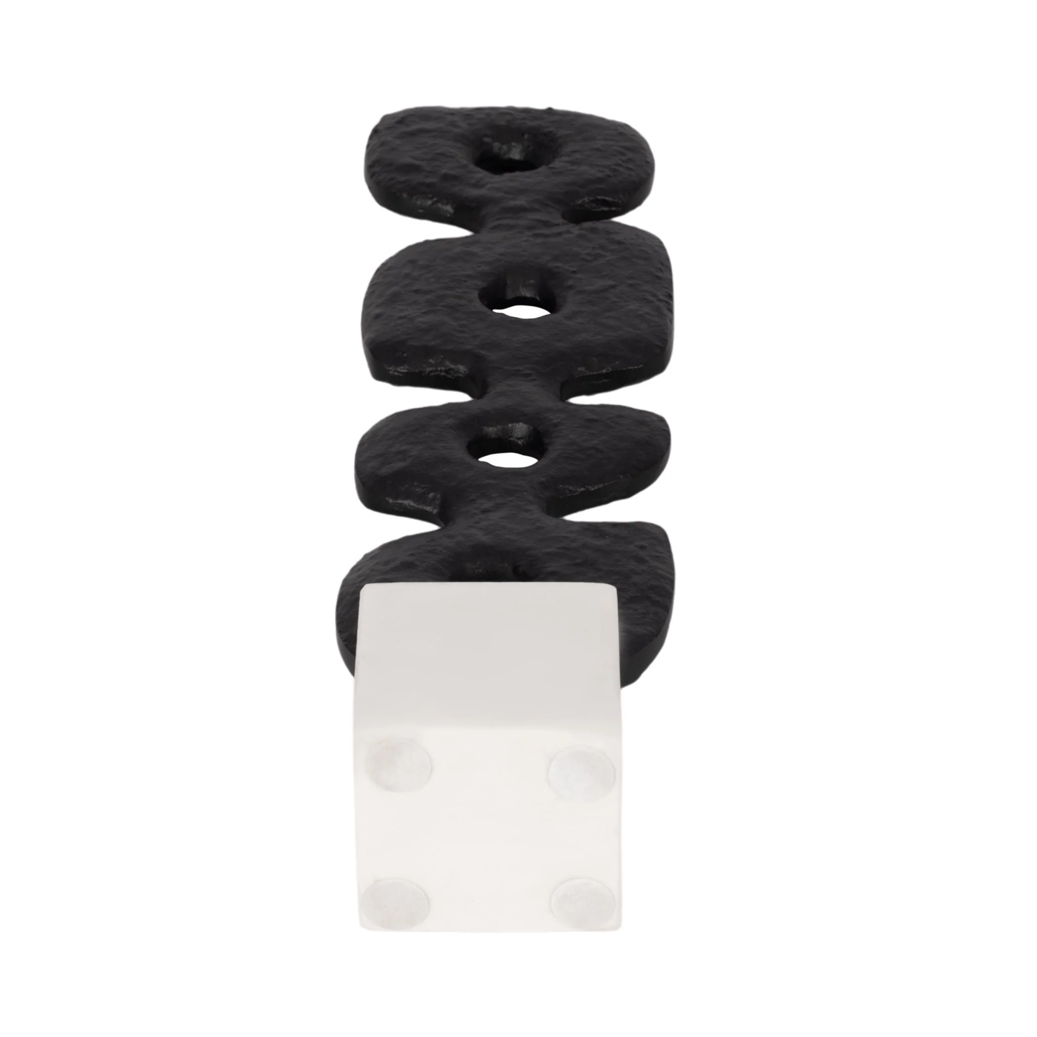 18" Abstract Totem Sculpture Marble Base, Black/w - Image 6