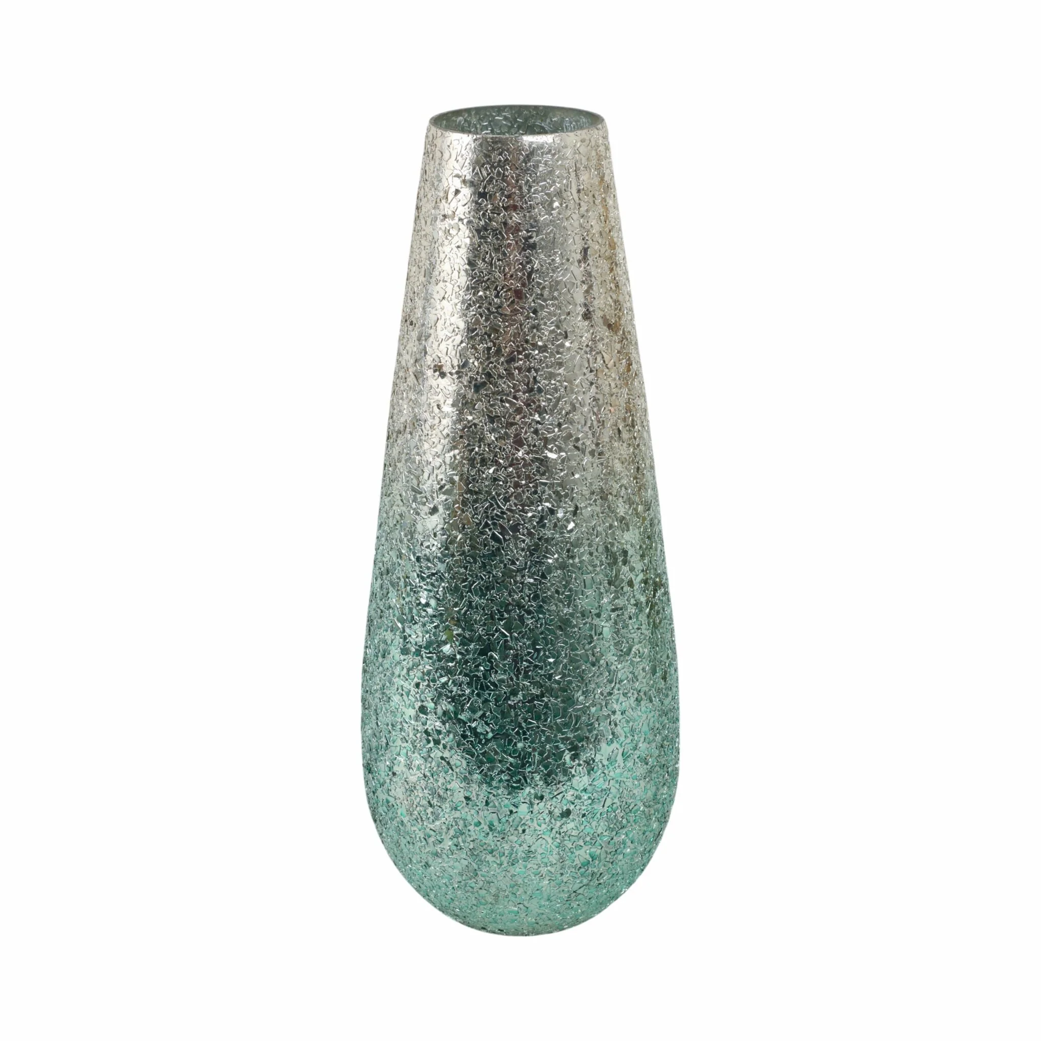 18" Crackled Vase, Green Ombre - Image 4
