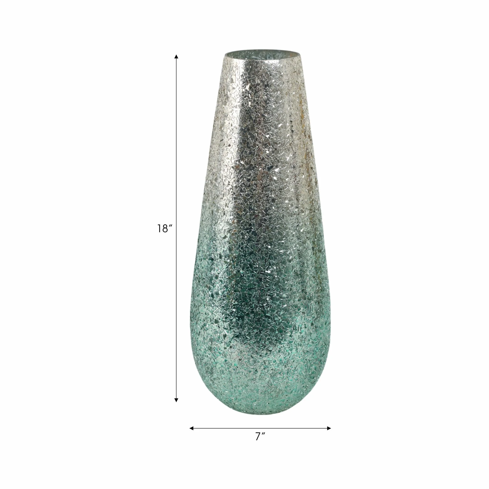 18" Crackled Vase, Green Ombre - Image 8