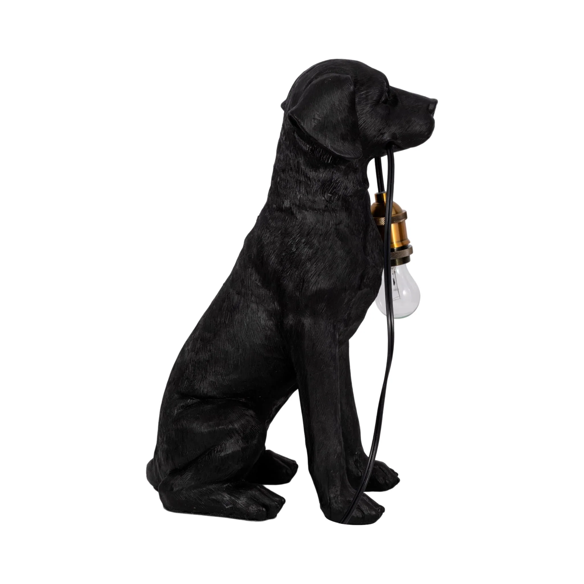18" Dog Holding Lightbulb Table Lamp, Black/gold - Image 4