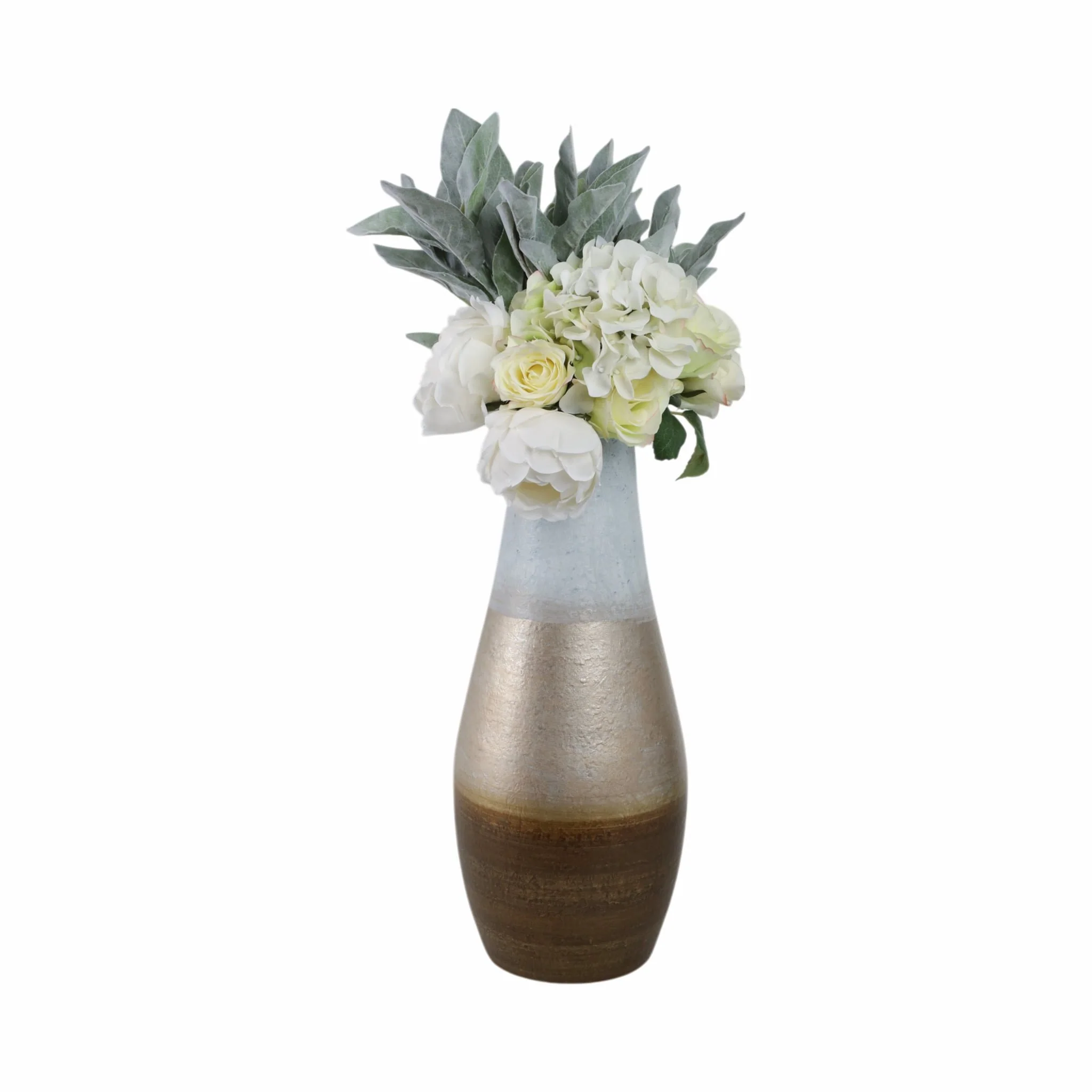 18" Gold Ombre Metal Hourglass Vase, White/gold - Image 2