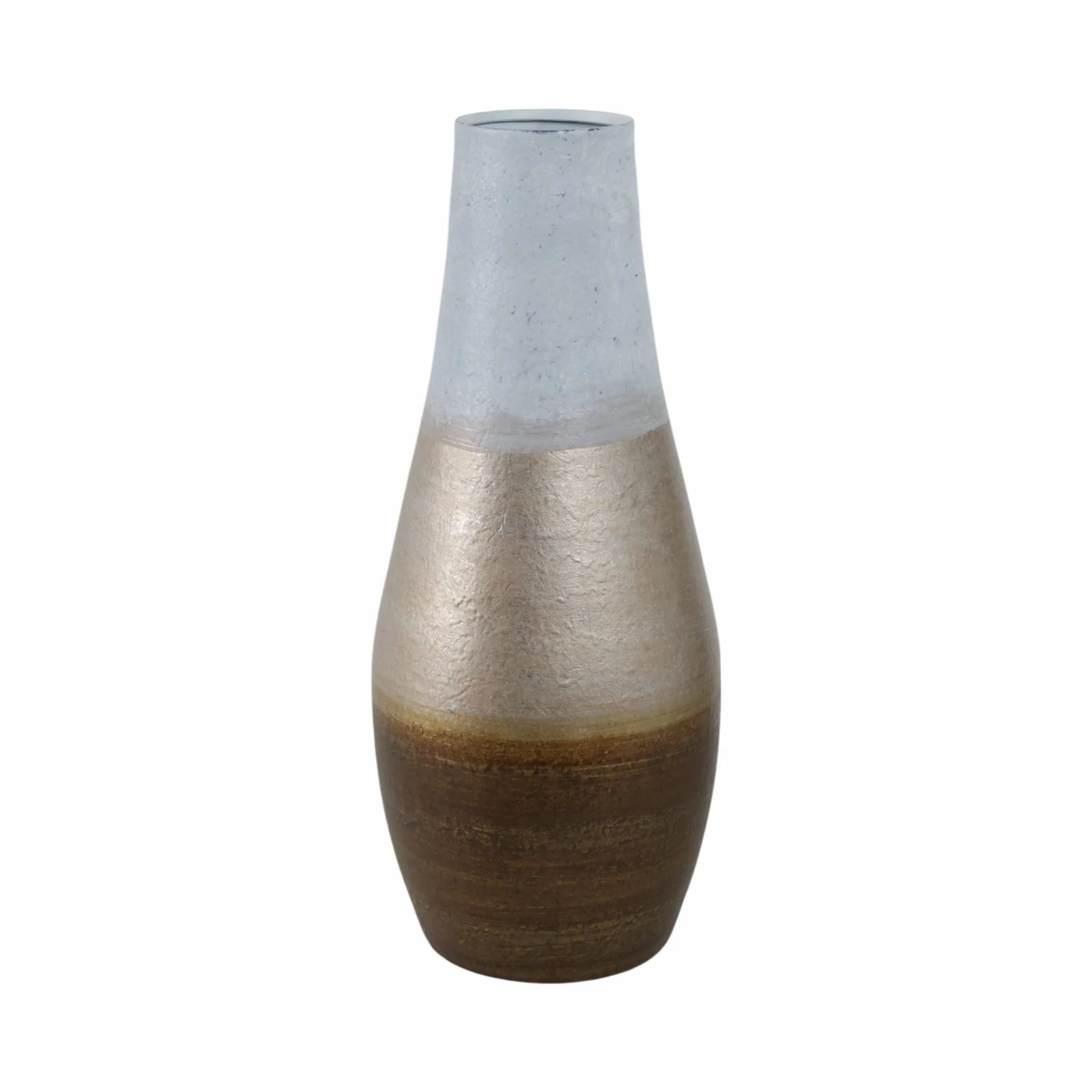 18" Gold Ombre Metal Hourglass Vase, White/gold - Image 3