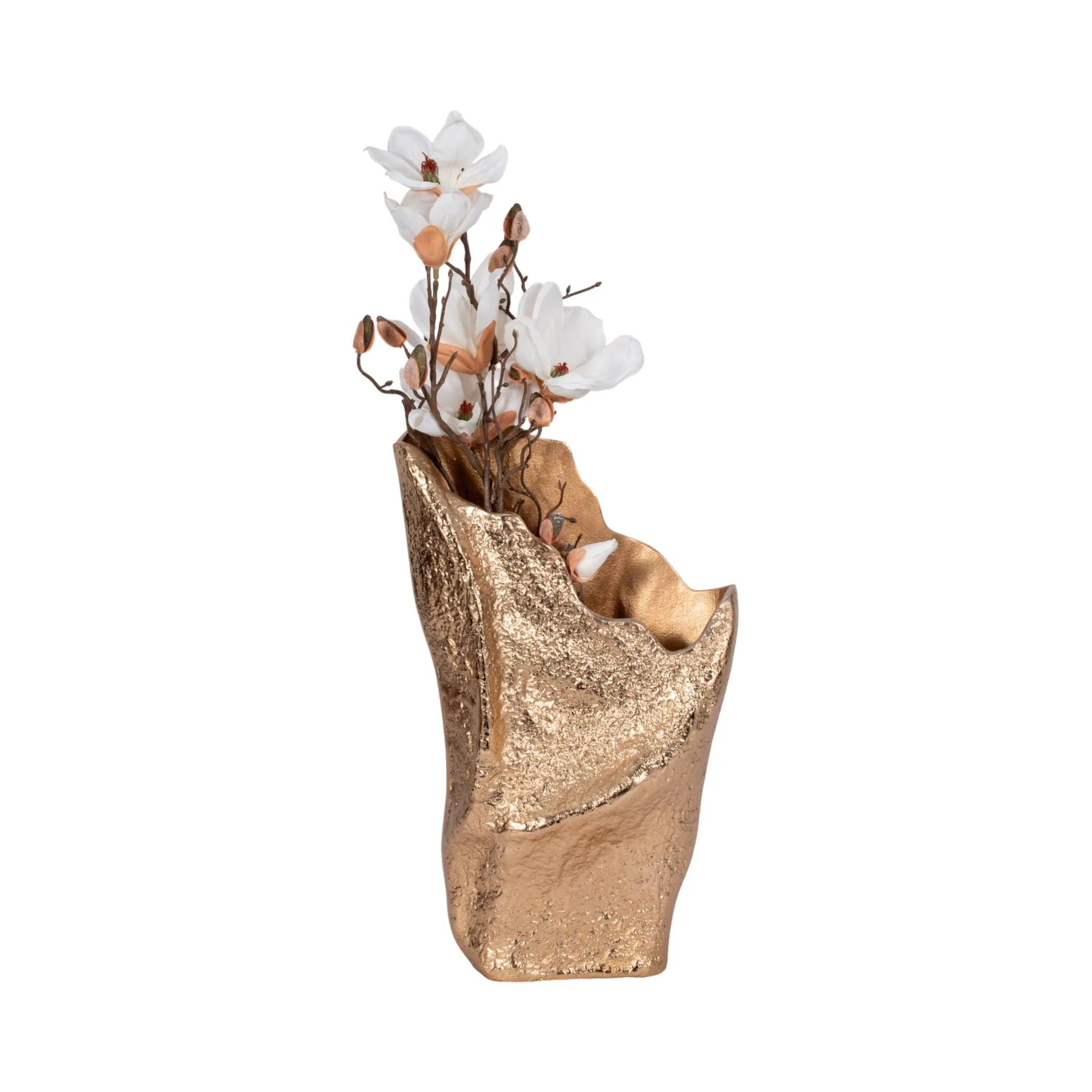 18" Organic Edge Metal Vase, Champagne - Image 2