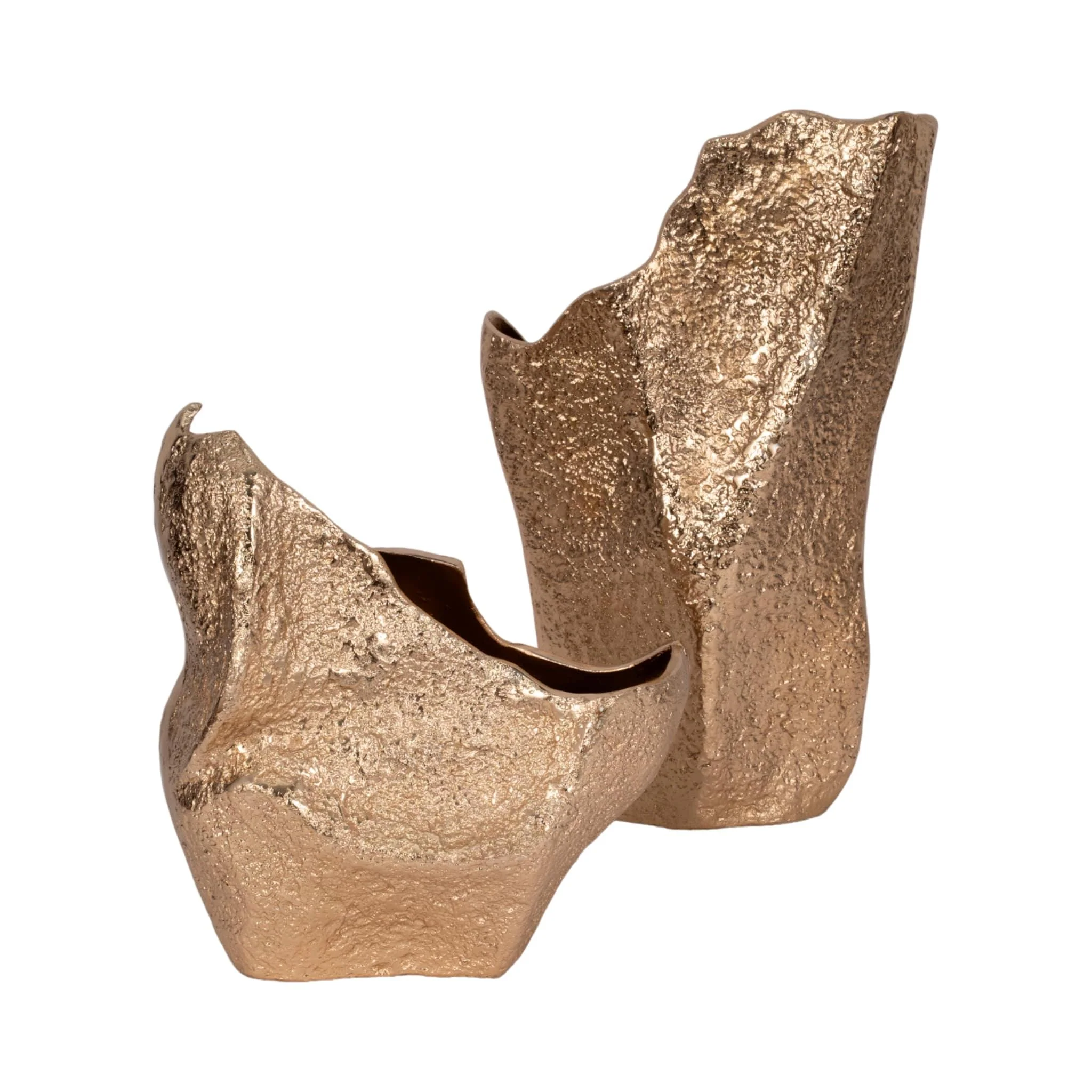 18" Organic Edge Metal Vase, Champagne - Image 8