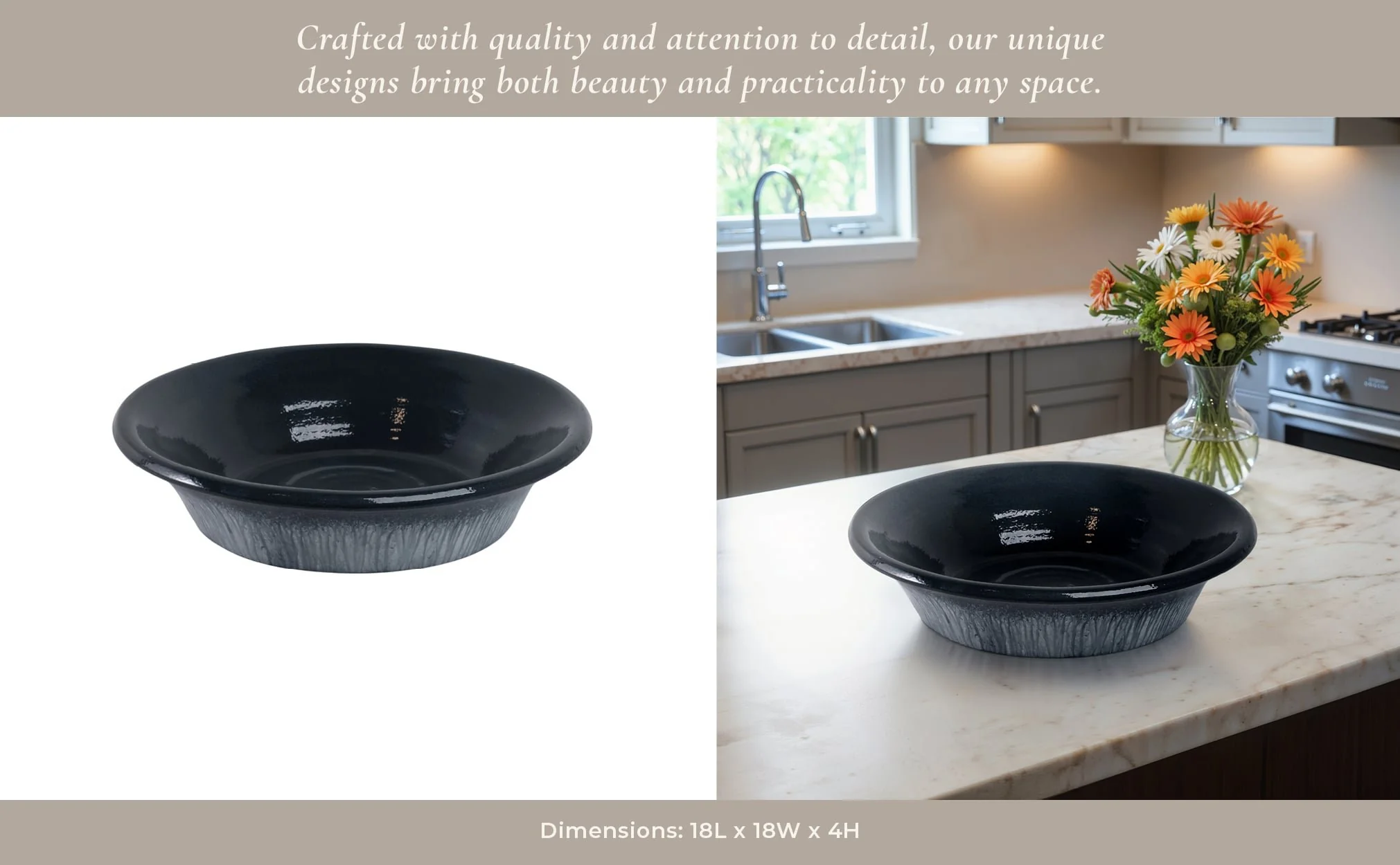 18" Tapered Bowl Reactive Finish, Blue - Image 11