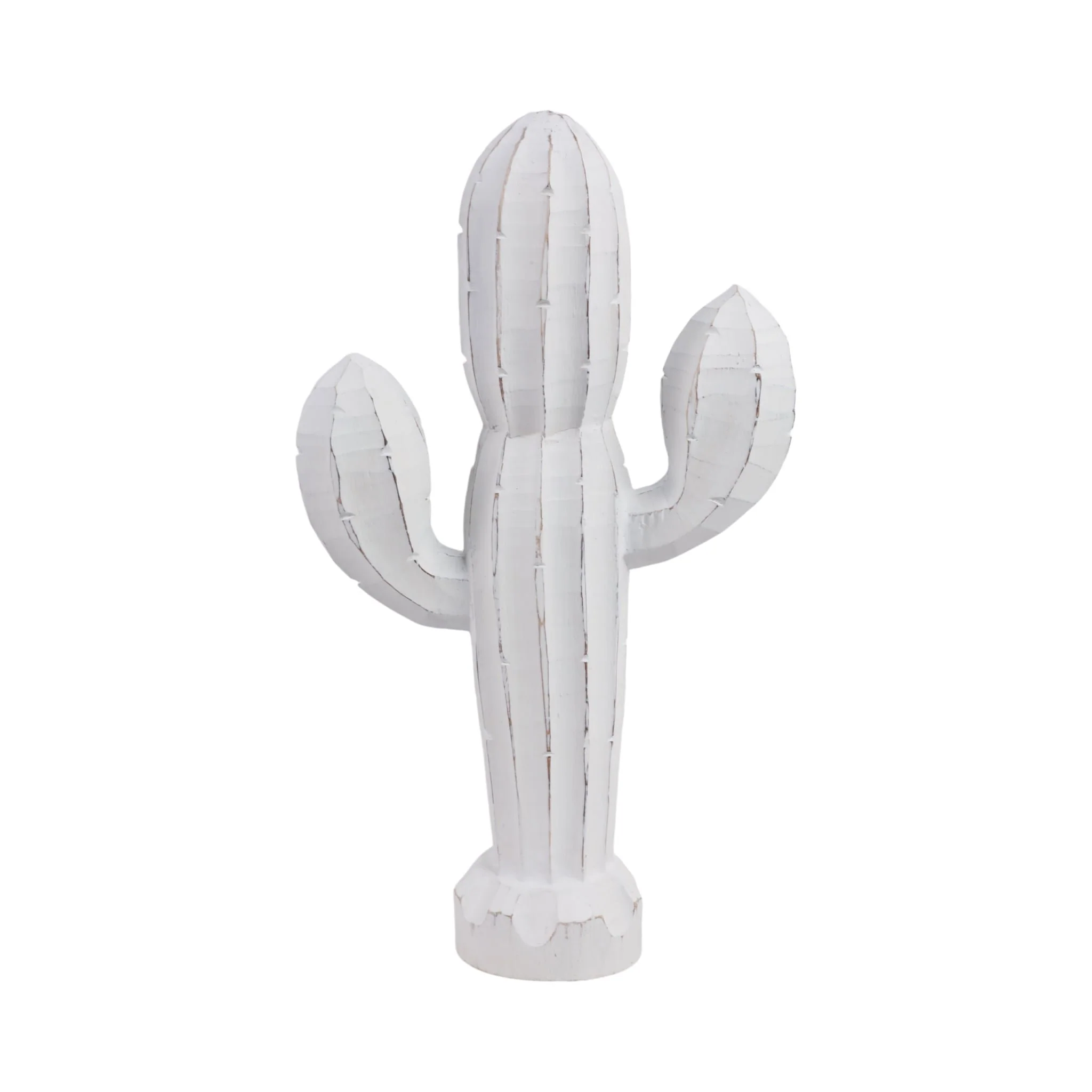 18" Wooden Cactus Decor, Wht - Image 4