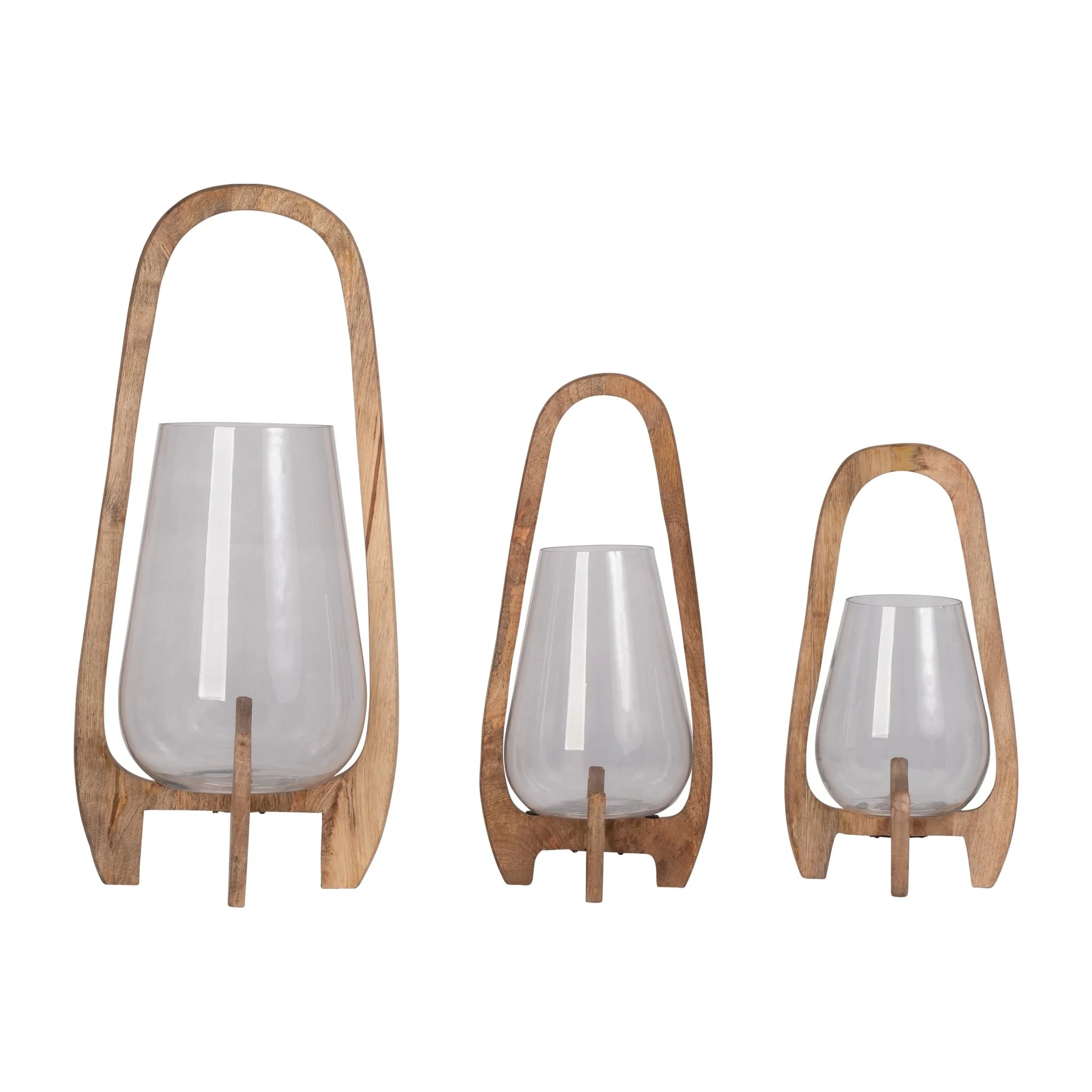 18"h Glass Lantern W/ Wood Handle, Natural - Image 7