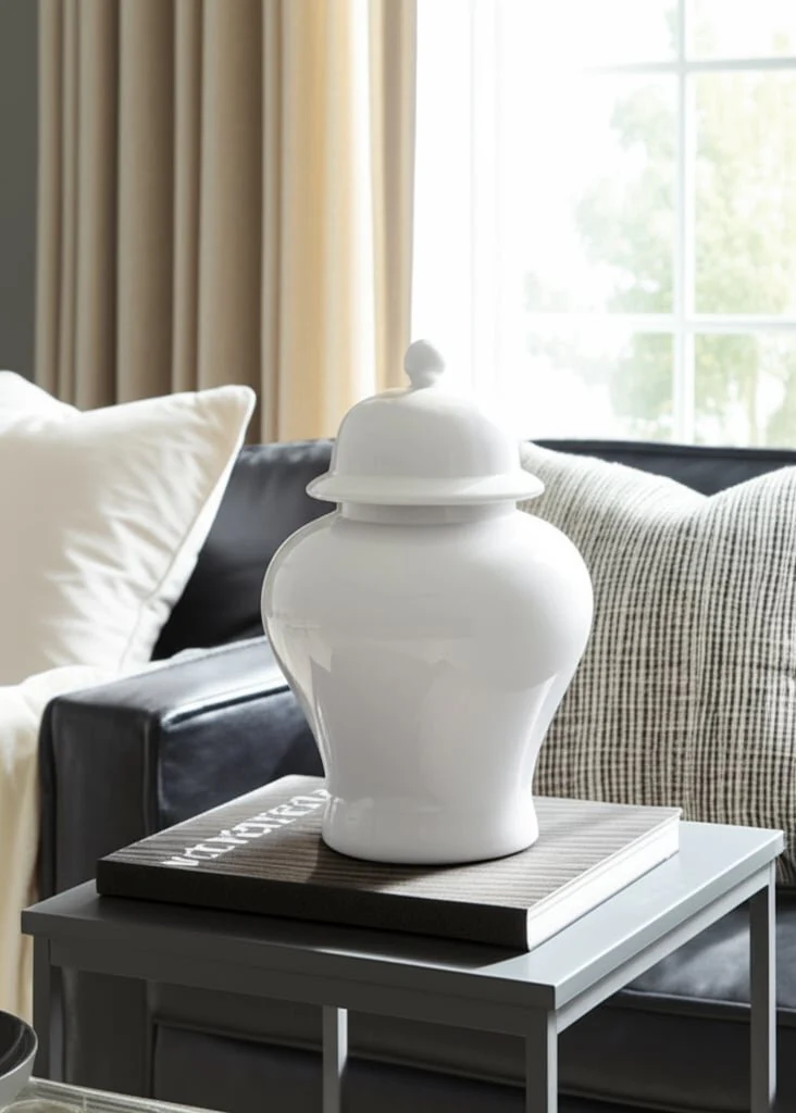 18"h Temple Jar, Matte White - Image 12
