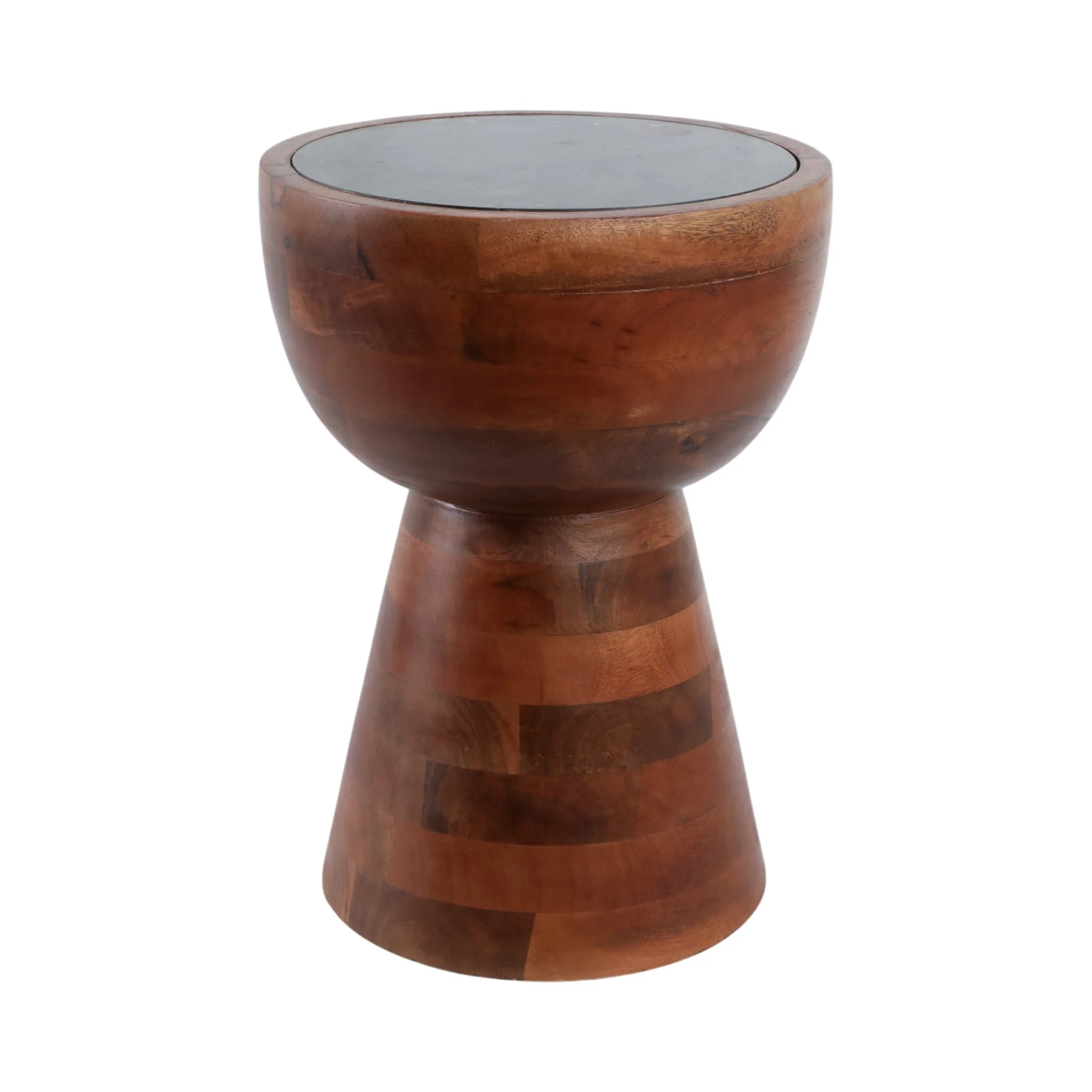 18x13" Hourglass Marble Top Accent Table, Grn/brwn