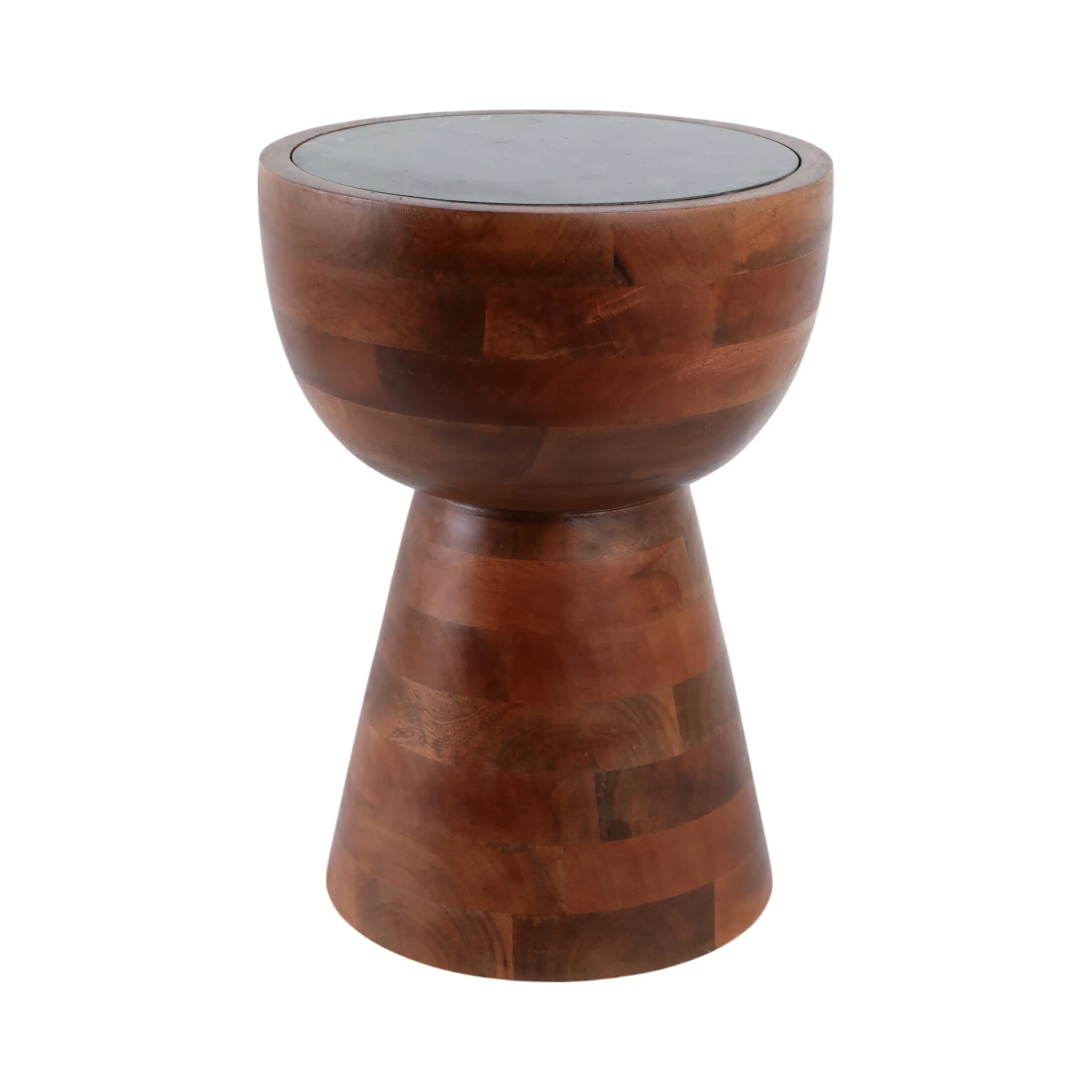 18x13" Hourglass Marble Top Accent Table, Grn/brwn - Image 2