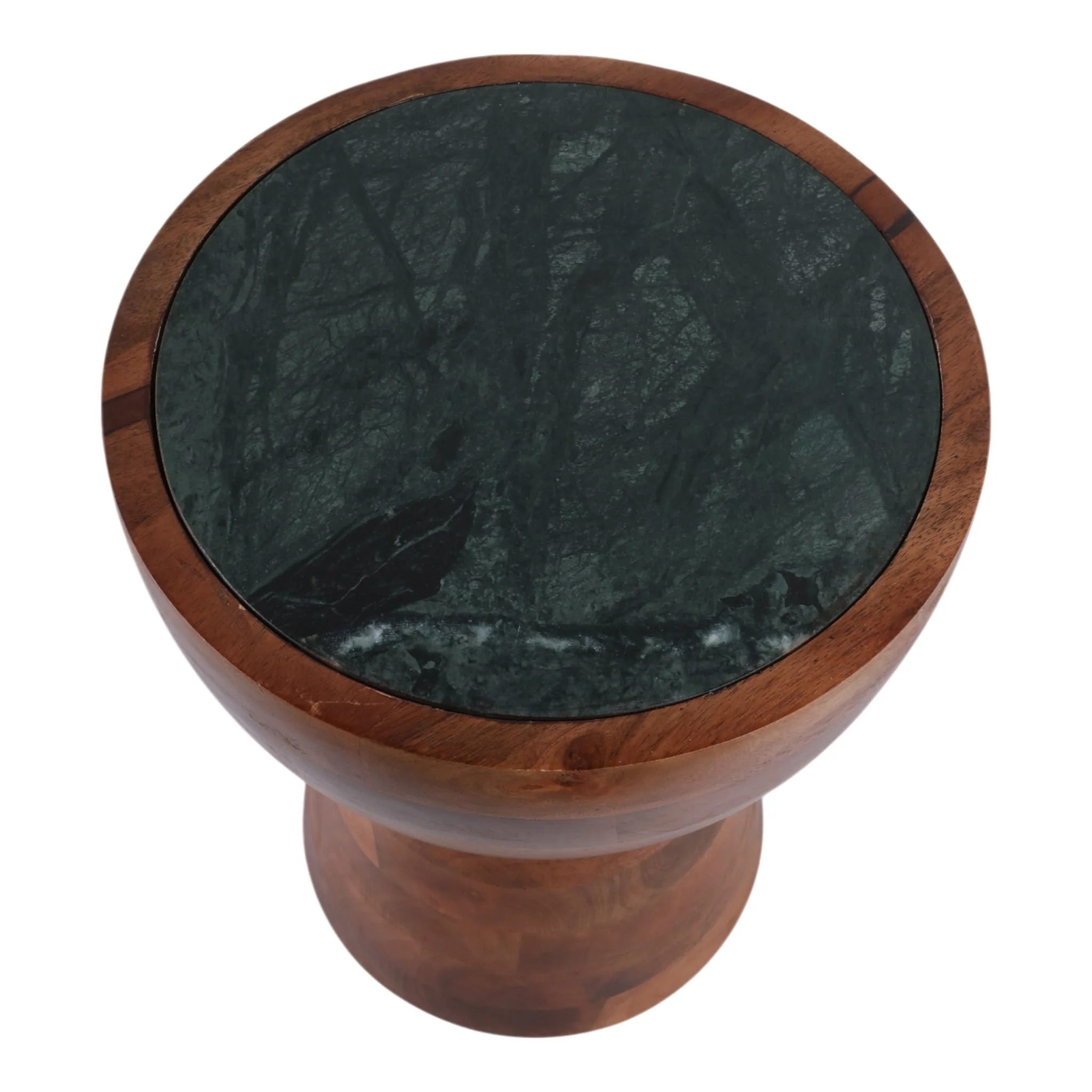 18x13" Hourglass Marble Top Accent Table, Grn/brwn - Image 7