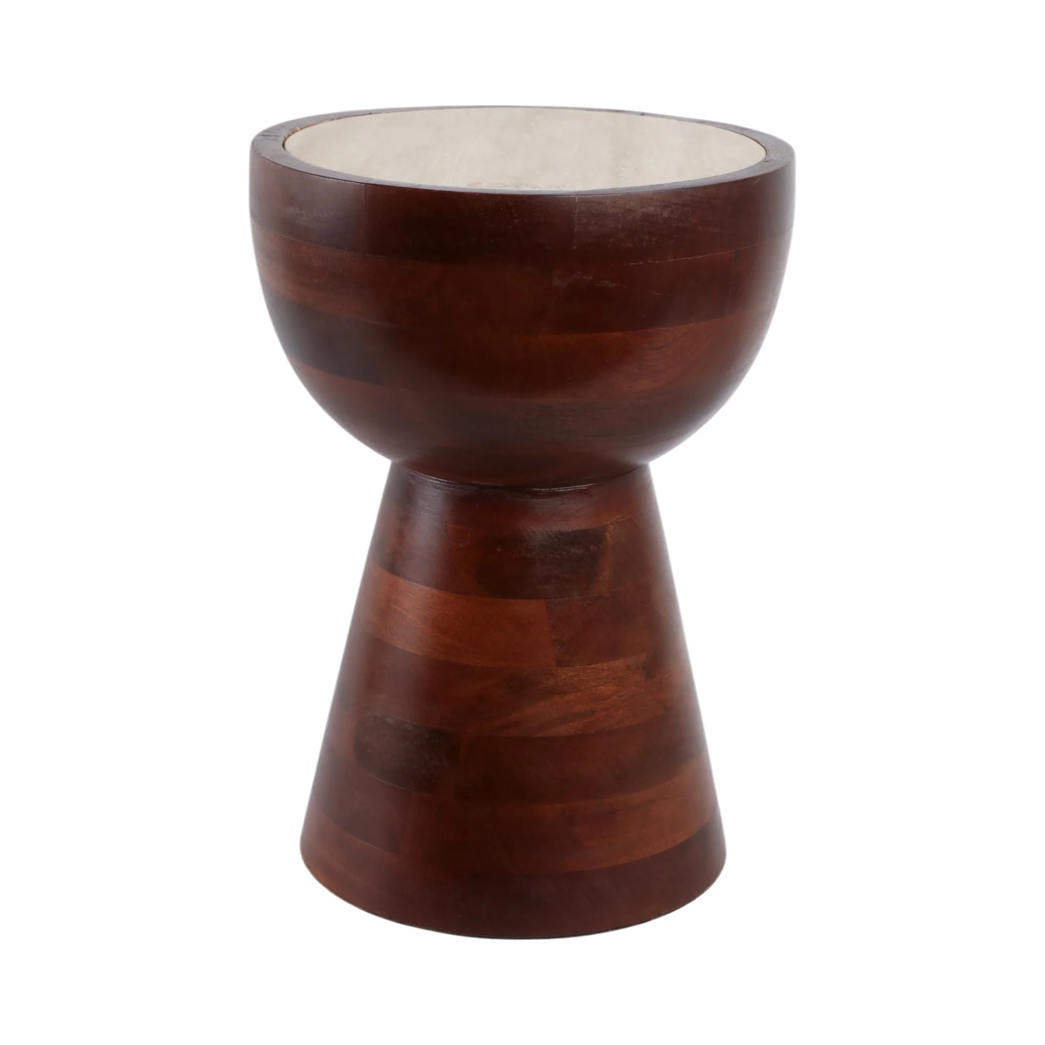 18x13" Hourglass Trvrtine Top Accent Tble,tan/wlnt