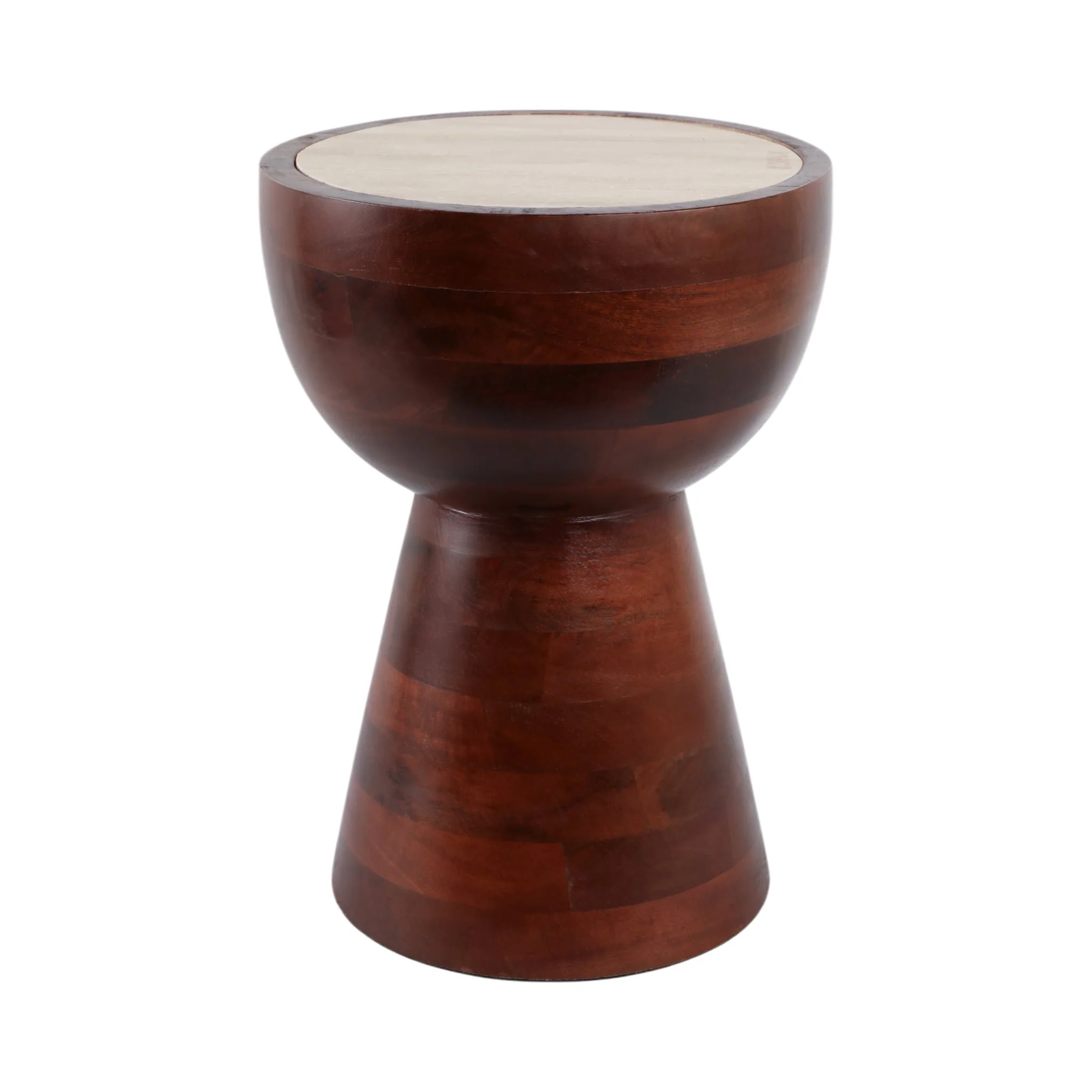 18x13" Hourglass Trvrtine Top Accent Tble,tan/wlnt - Image 3