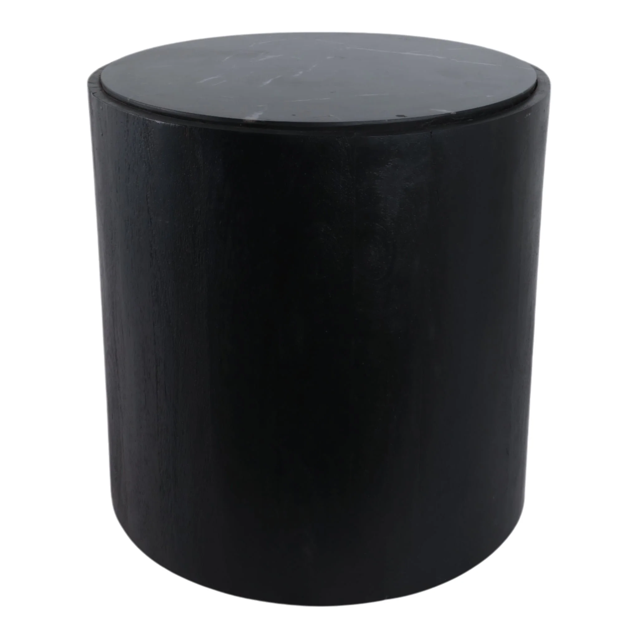 18x18 Marble Inlay Rnd Accent Table, Blk/wht - Image 3