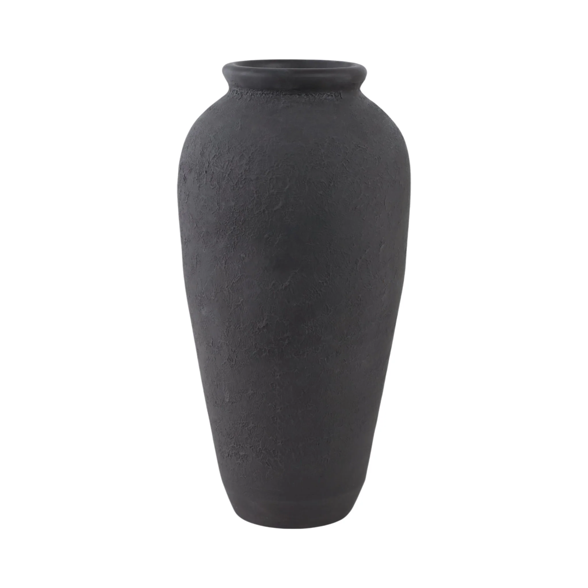 18x9" Terracotta Floor Vase, Black