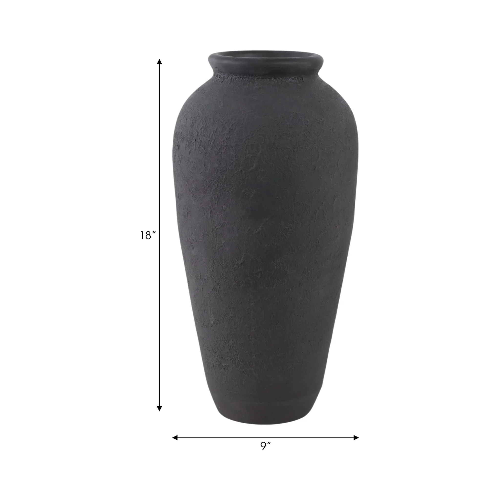 18x9" Terracotta Floor Vase, Black - Image 8